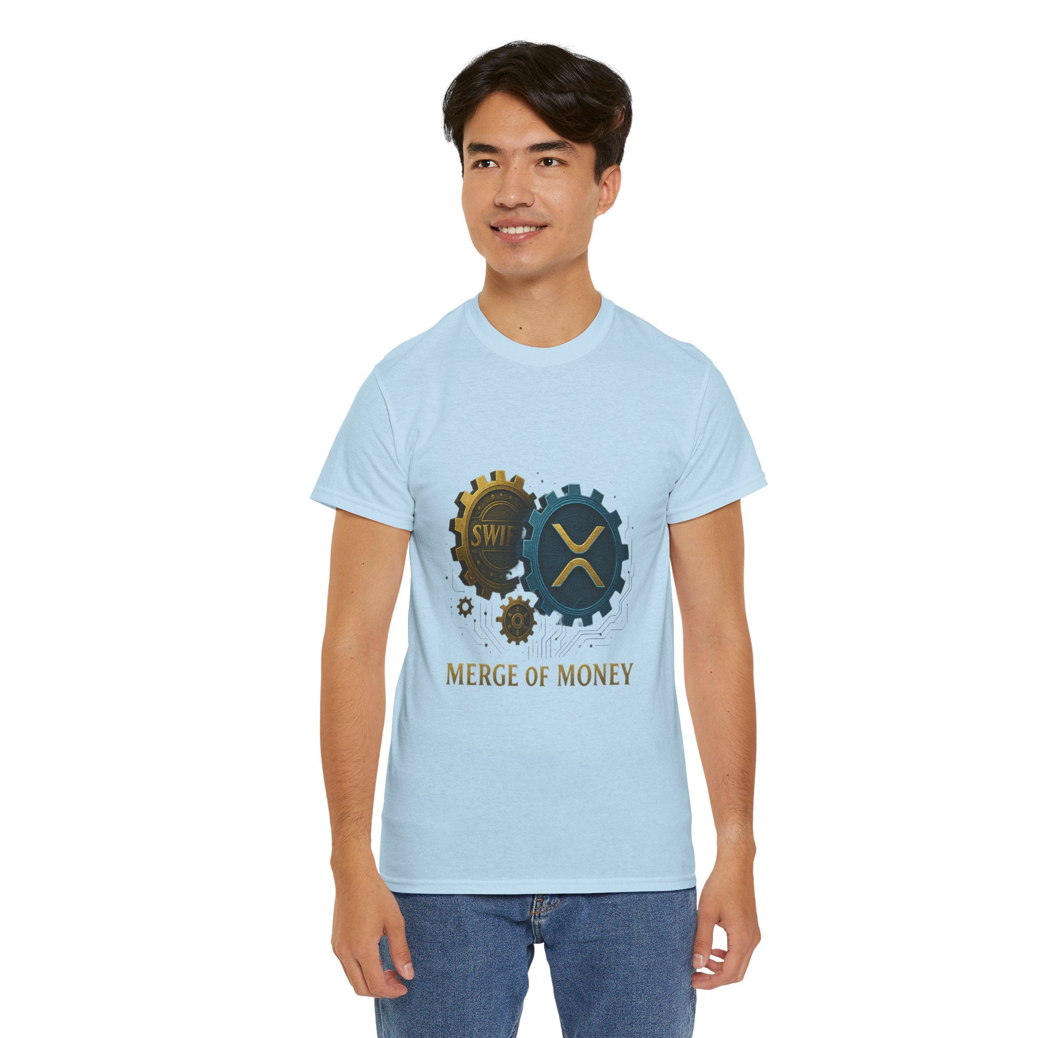 Merge of Money Tee - Cryptocurrency Gears XRP & SWI Crypto T-Shirt