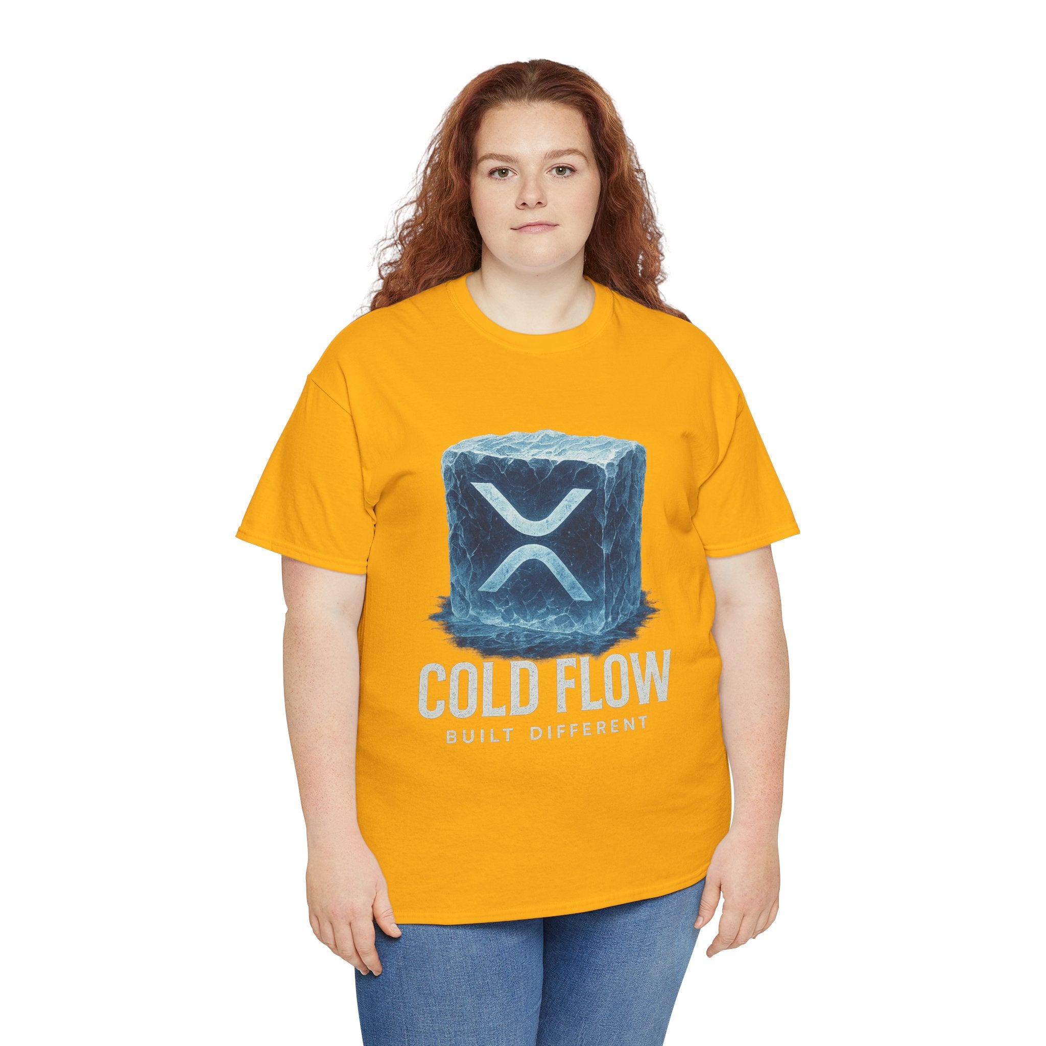 Cold Flow Ripple Logo T‑Shirt — 'Cold Flow: Built Different' Ice Cube Design