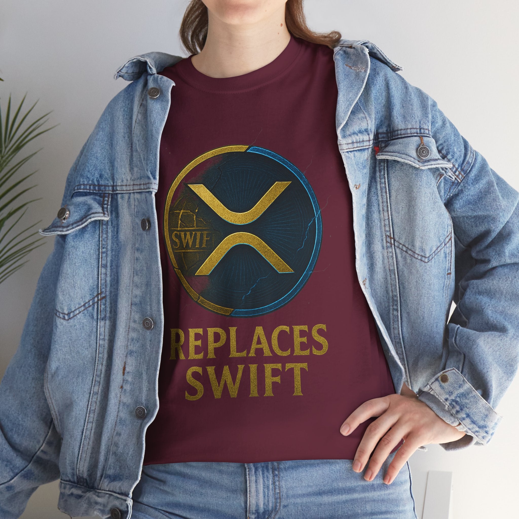 XRP 'Replaces Swift' Cotton Tee — Crypto Ripple Logo T-Shirt
