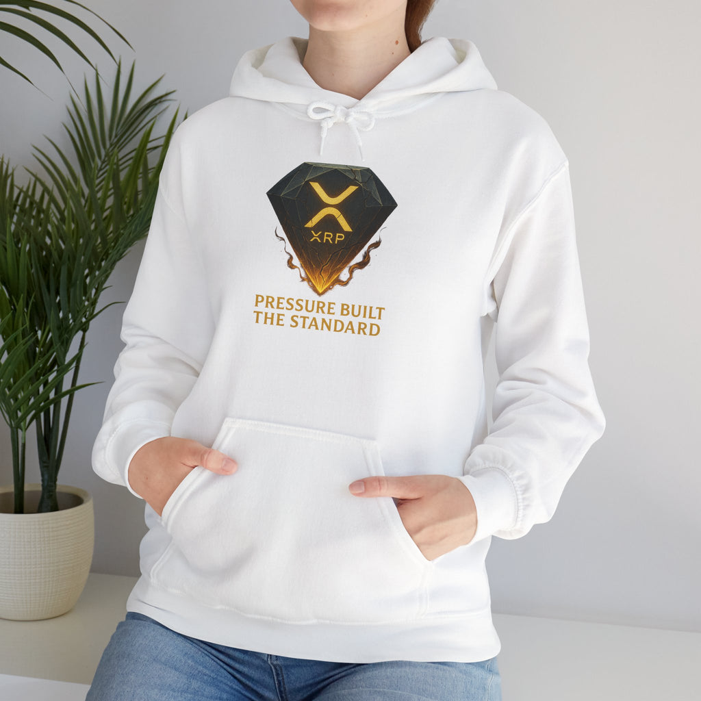 XRP Crypto Hoodie — "Pressure Built The Standard" Logo Pullover