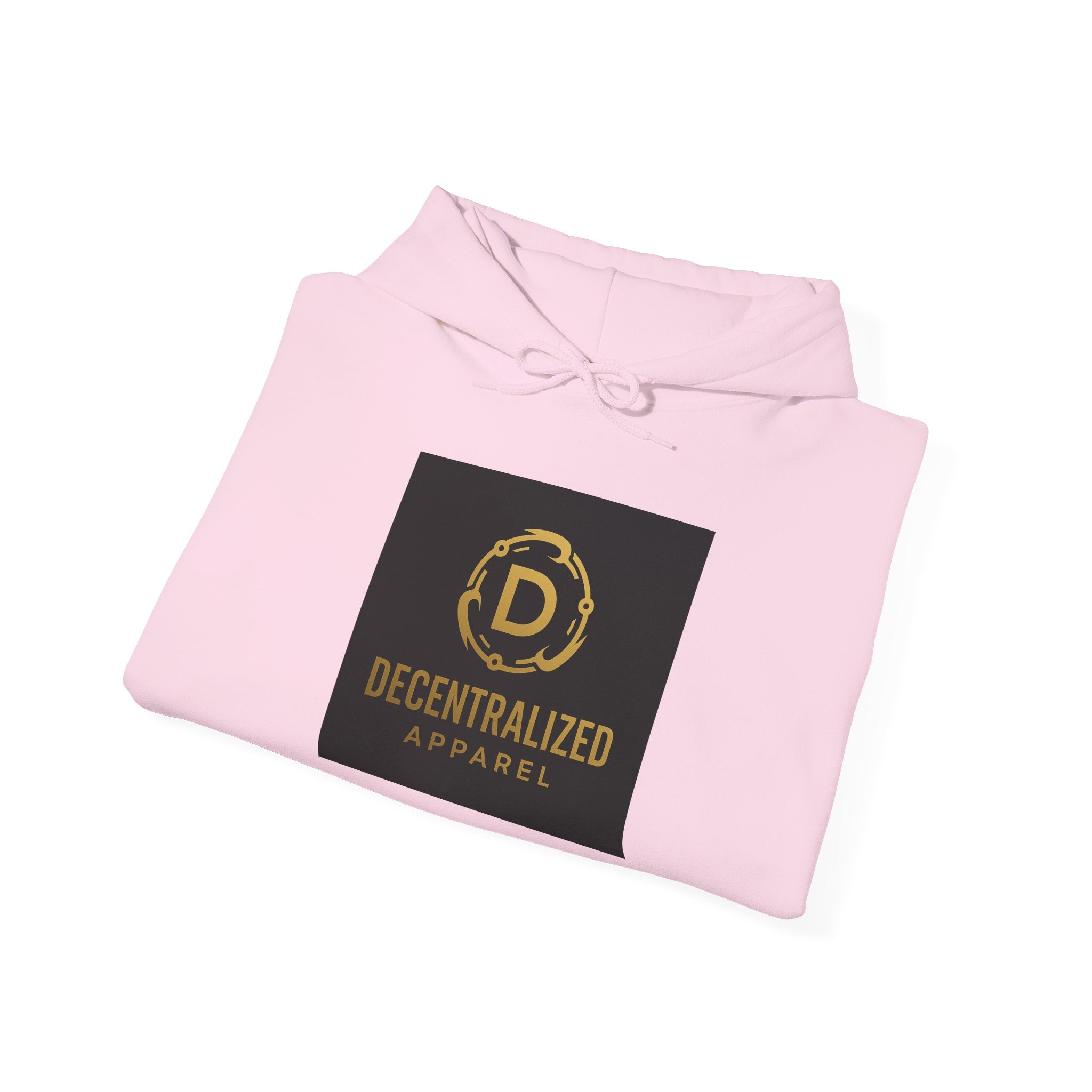 Decentralized Apparel Logo Hoodie – Gold Emblem Streetwear Sweatshirt