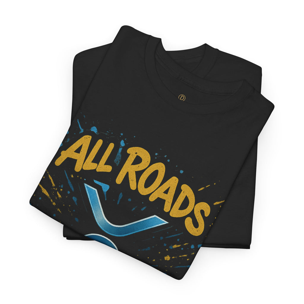 XRP Crypto Tee — "All Roads Lead to XRP" Casual Cryptocurrency Shirt