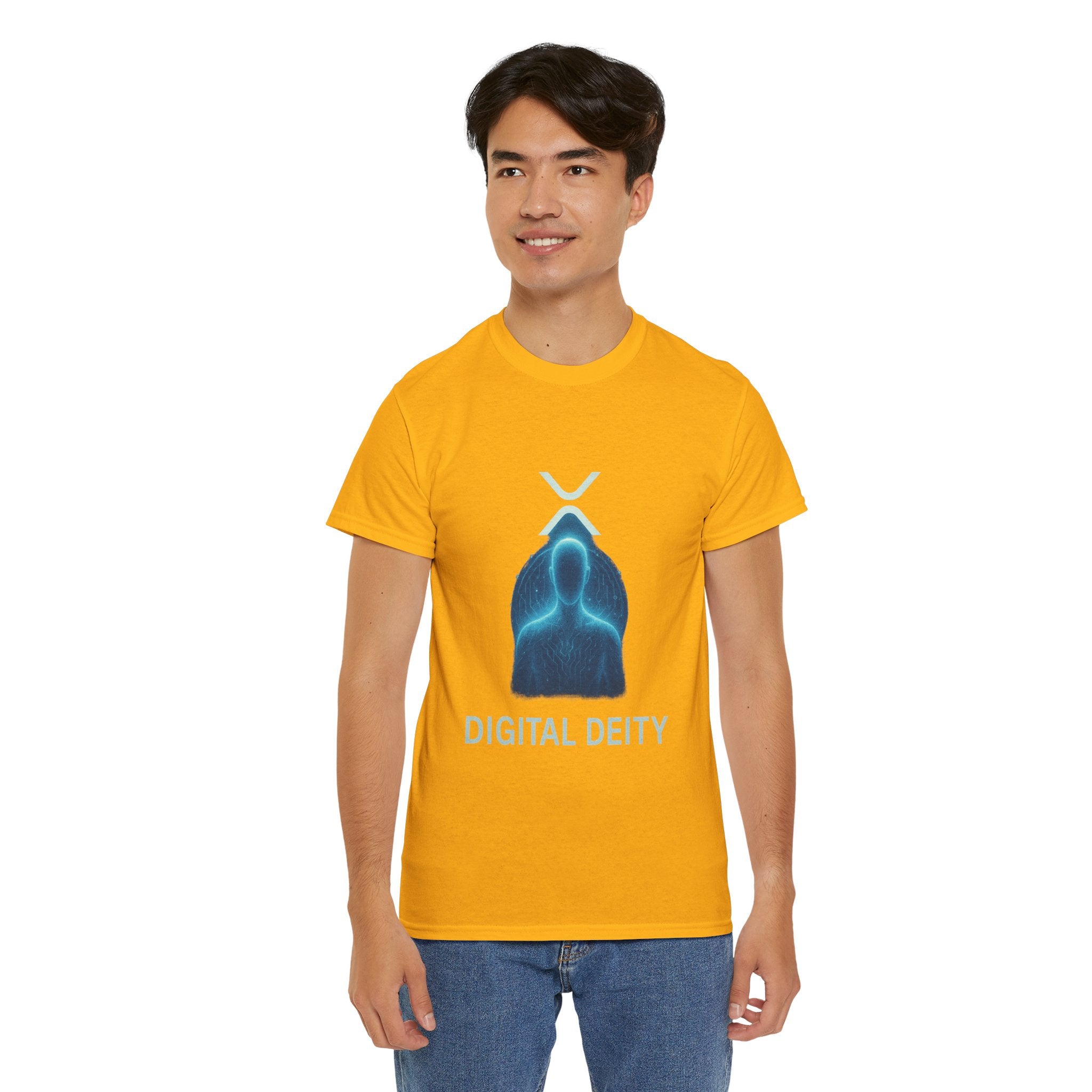 Digital Deity T‑Shirt — Futuristic Neon Tech Hoodie Tee