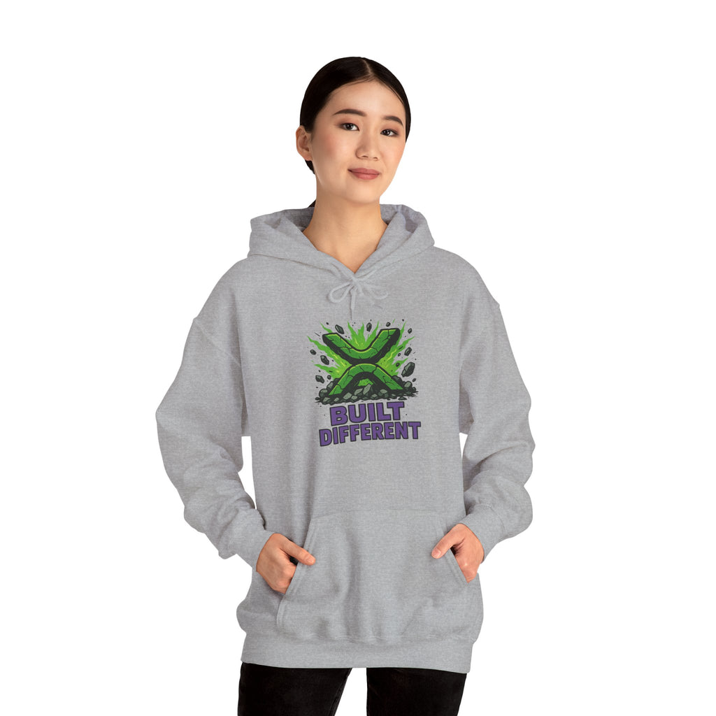 Built Different Hoodie — Graphic Green X Logo Pullover