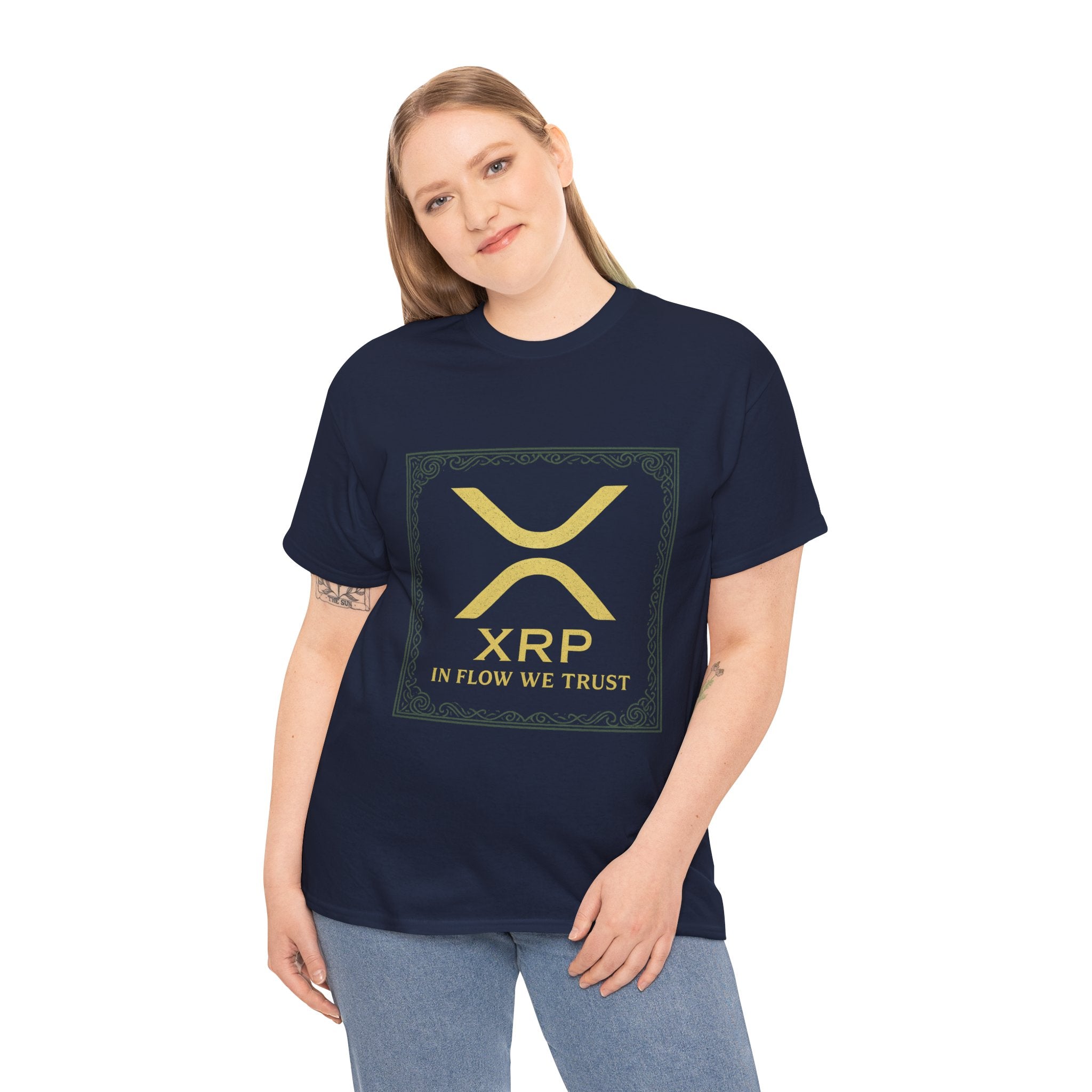 XRP Logo T-Shirt — "In Flow We Trust" Crypto Tee for Ripple Fans