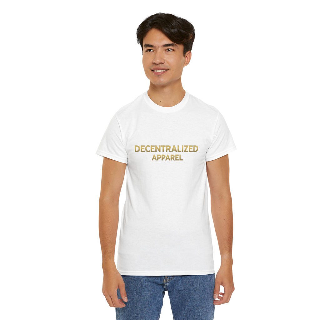 Decentralized Apparel T‑Shirt — Minimal Gold Logo Tee