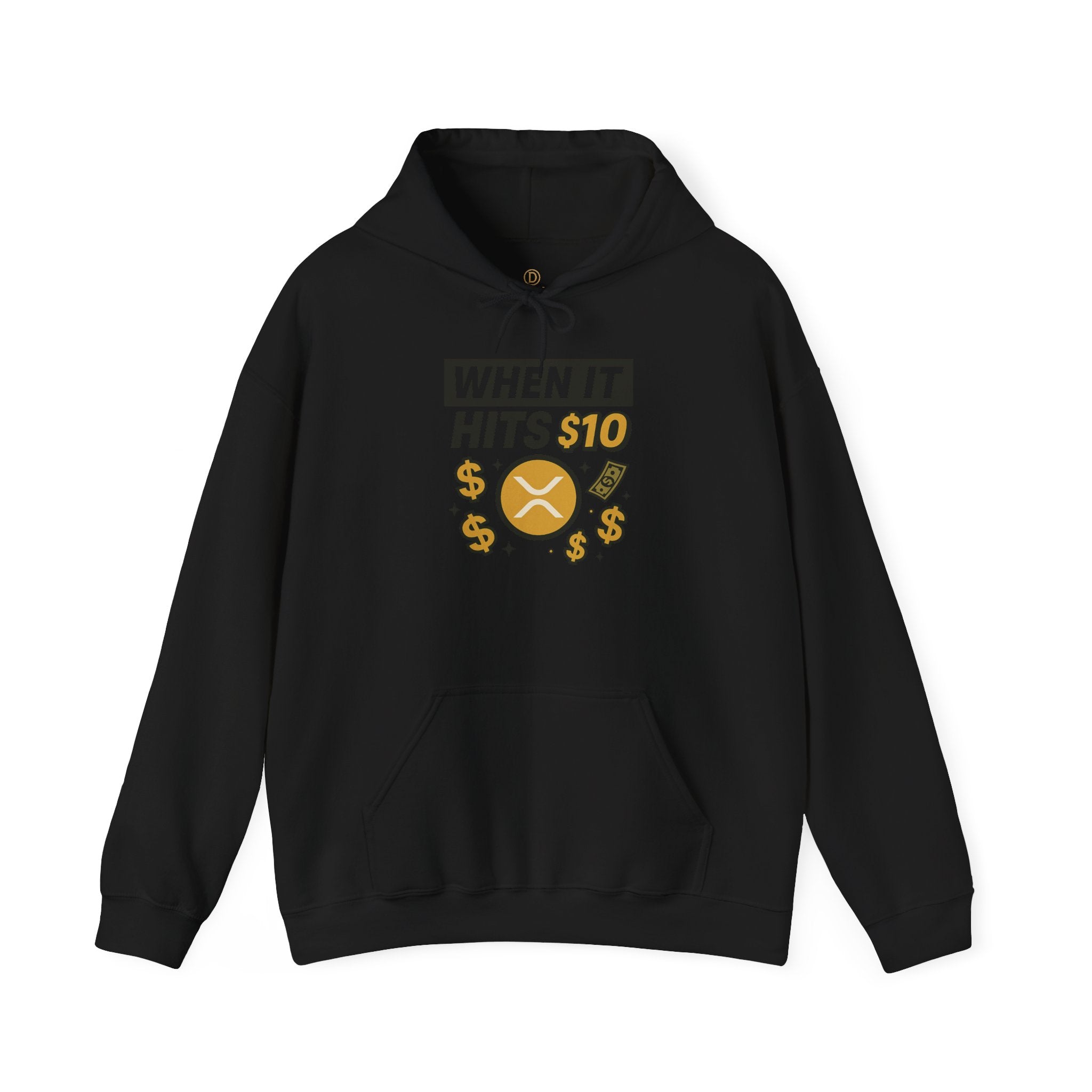Crypto HODL Hoodie – "When It Hits 10" Funny XRP Coin Sweatshirt