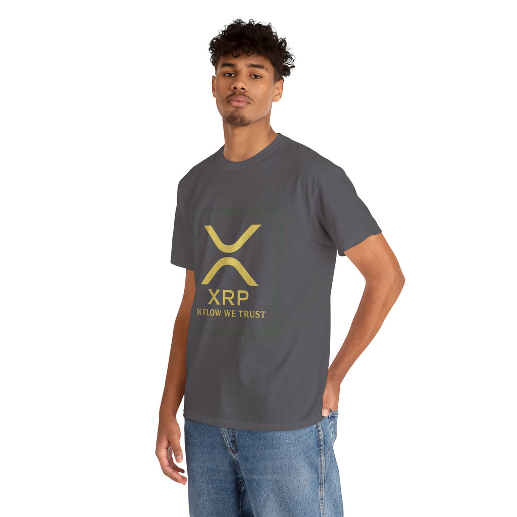 XRP Logo T-Shirt — "In Flow We Trust" Crypto Tee for Ripple Fans
