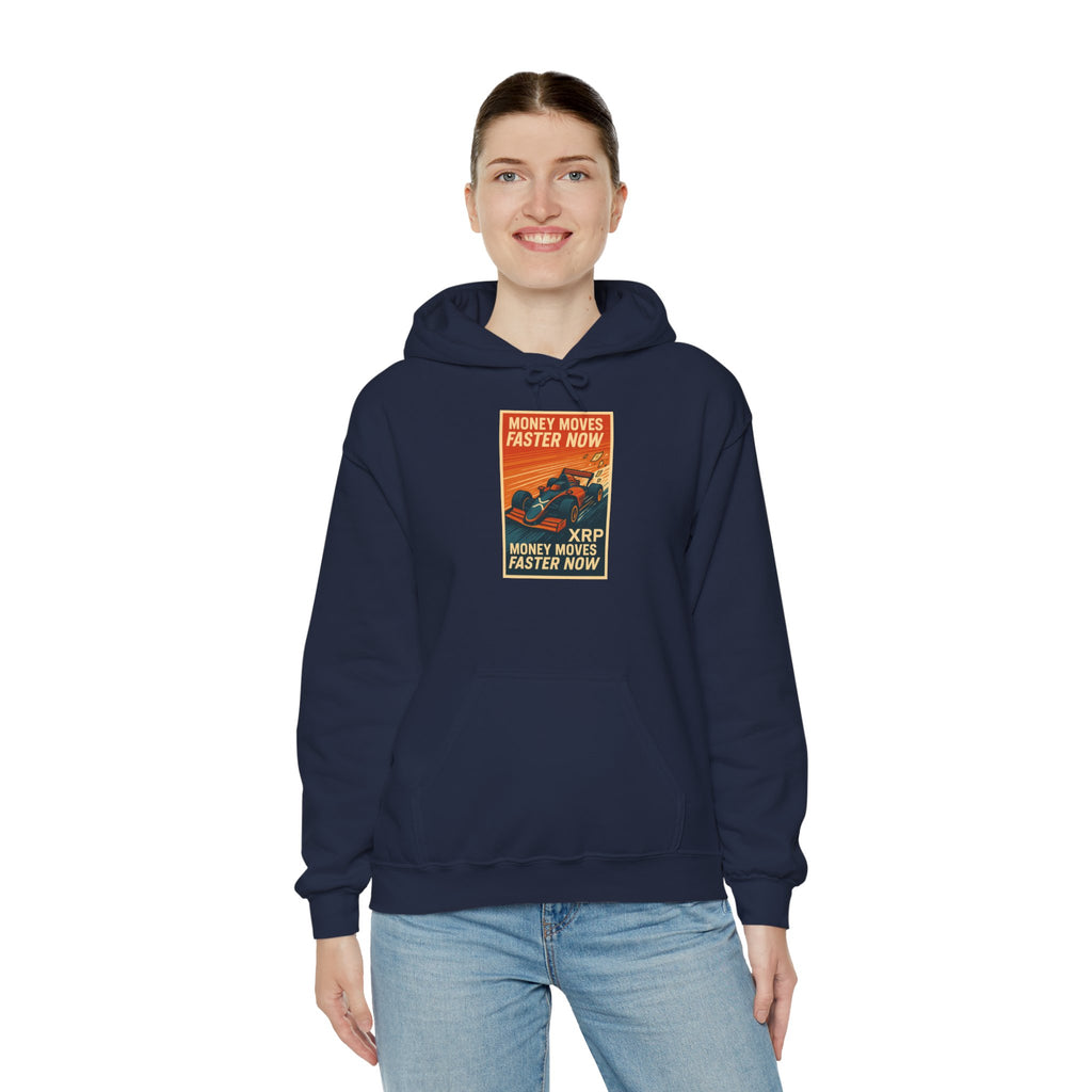 XRP 'Money Moves Faster Now' Hoodie – Crypto Retro Graphic Pullover