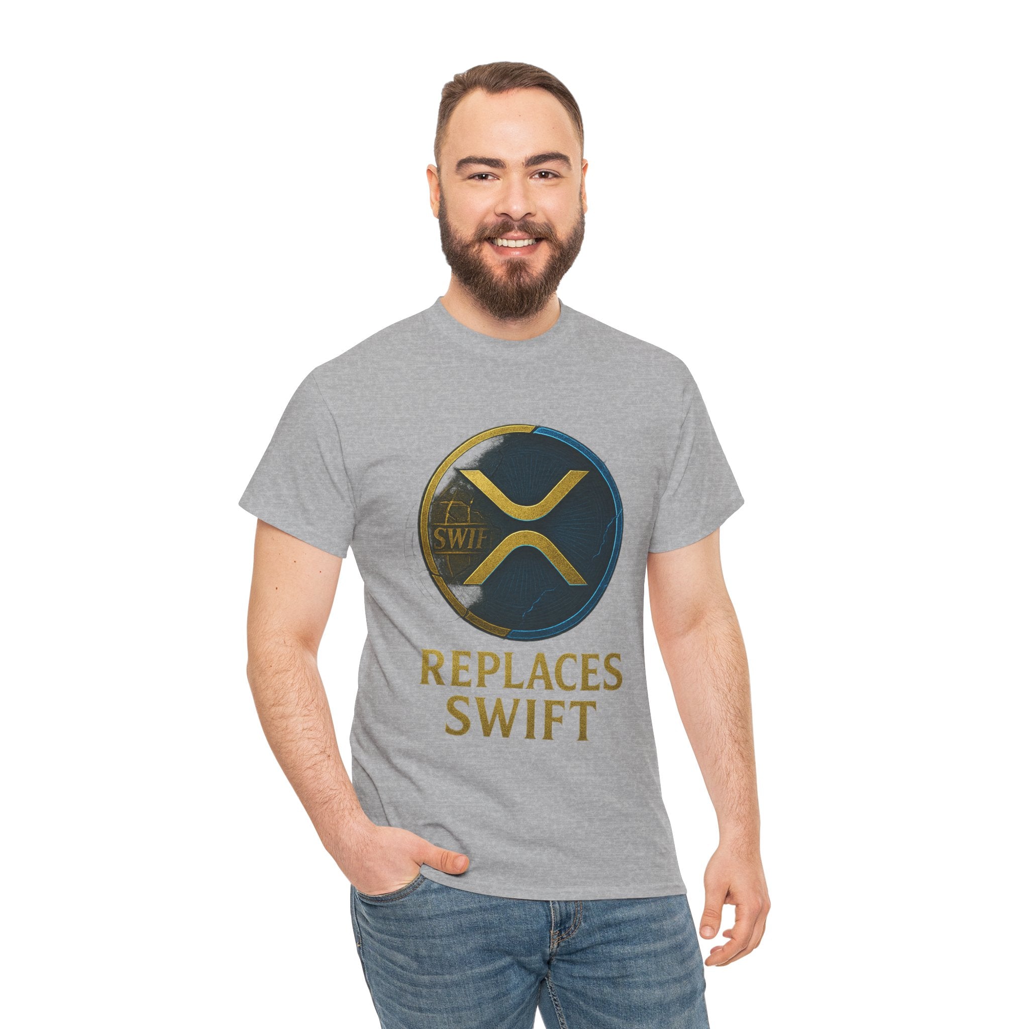 XRP 'Replaces Swift' Cotton Tee — Crypto Ripple Logo T-Shirt