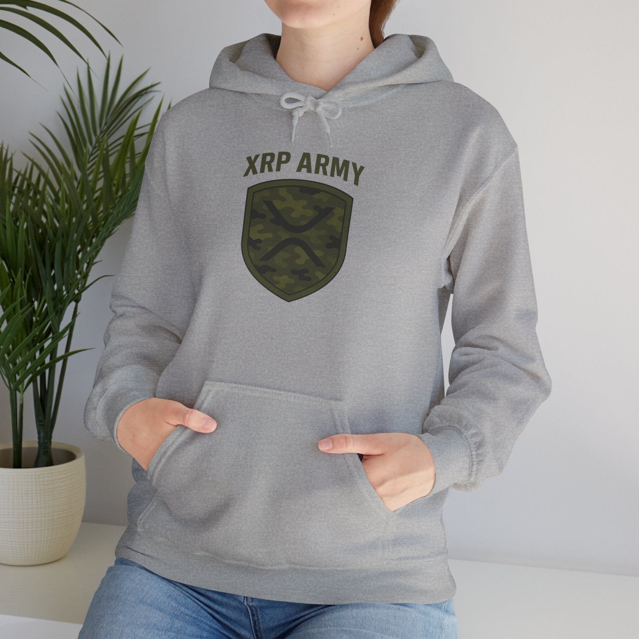 XRP Army Hoodie – Crypto Shield Camouflage Sweatshirt