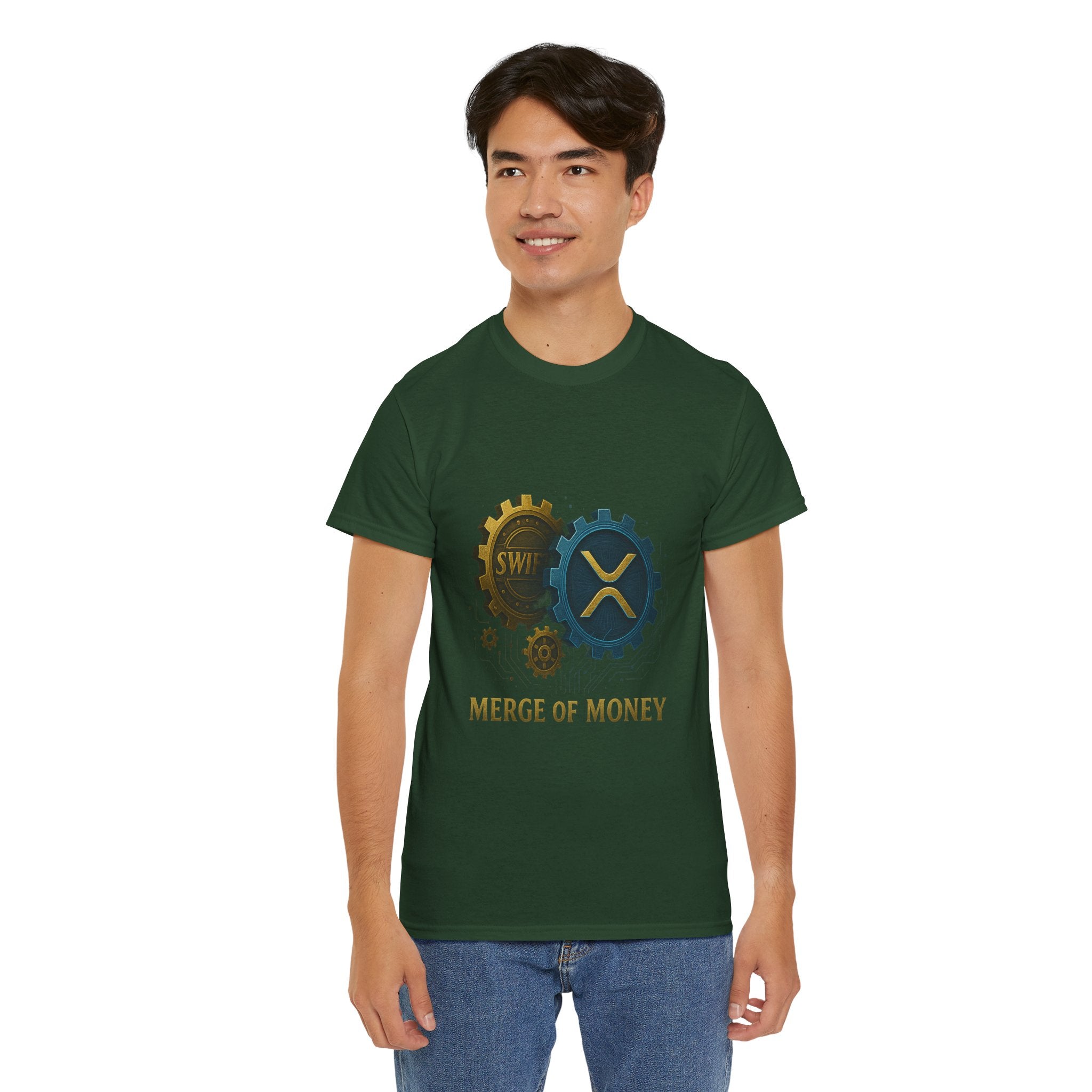 Merge of Money Tee - Cryptocurrency Gears XRP & SWI Crypto T-Shirt