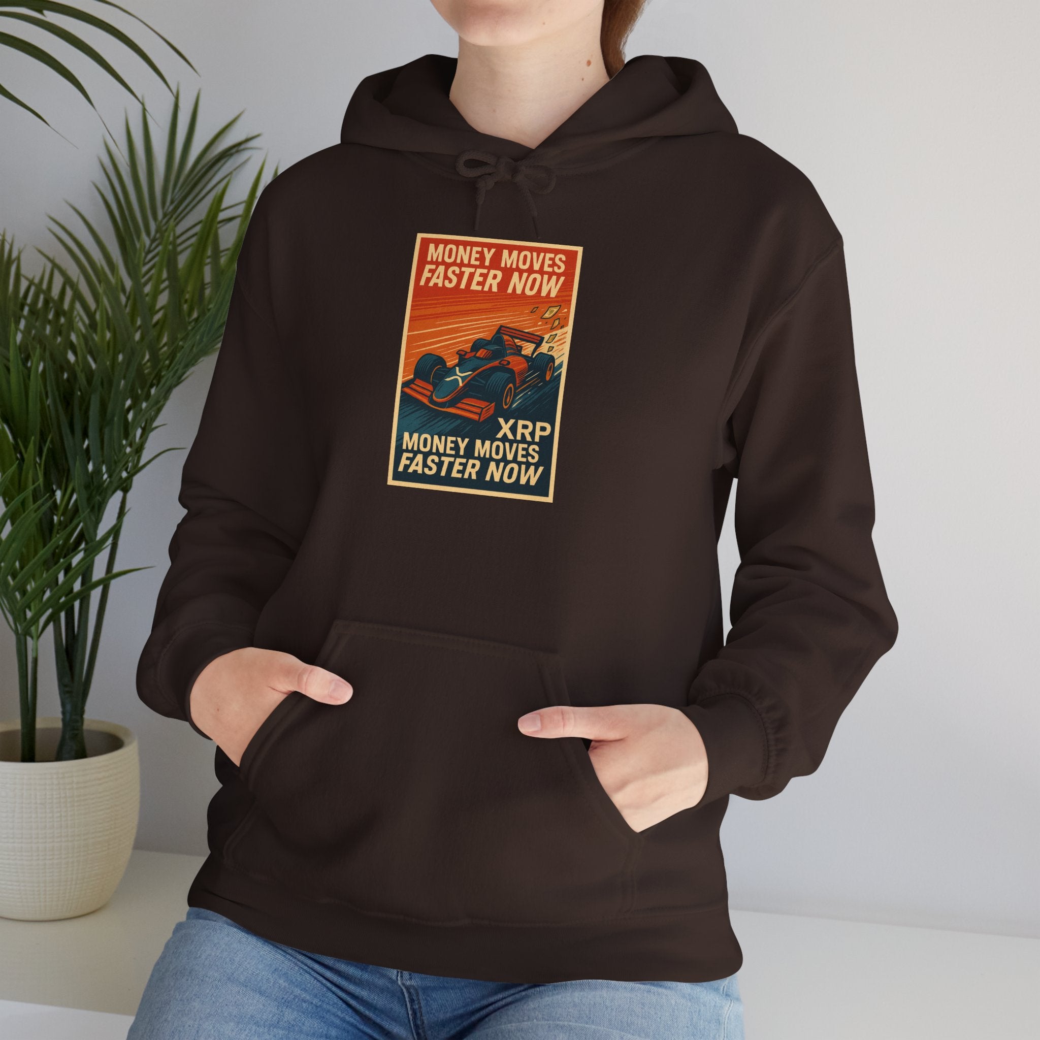 XRP 'Money Moves Faster Now' Hoodie – Crypto Retro Graphic Pullover