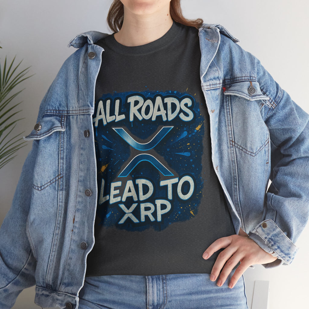XRP Crypto T-Shirt — "All Roads Lead to XRP" Graphic Tee