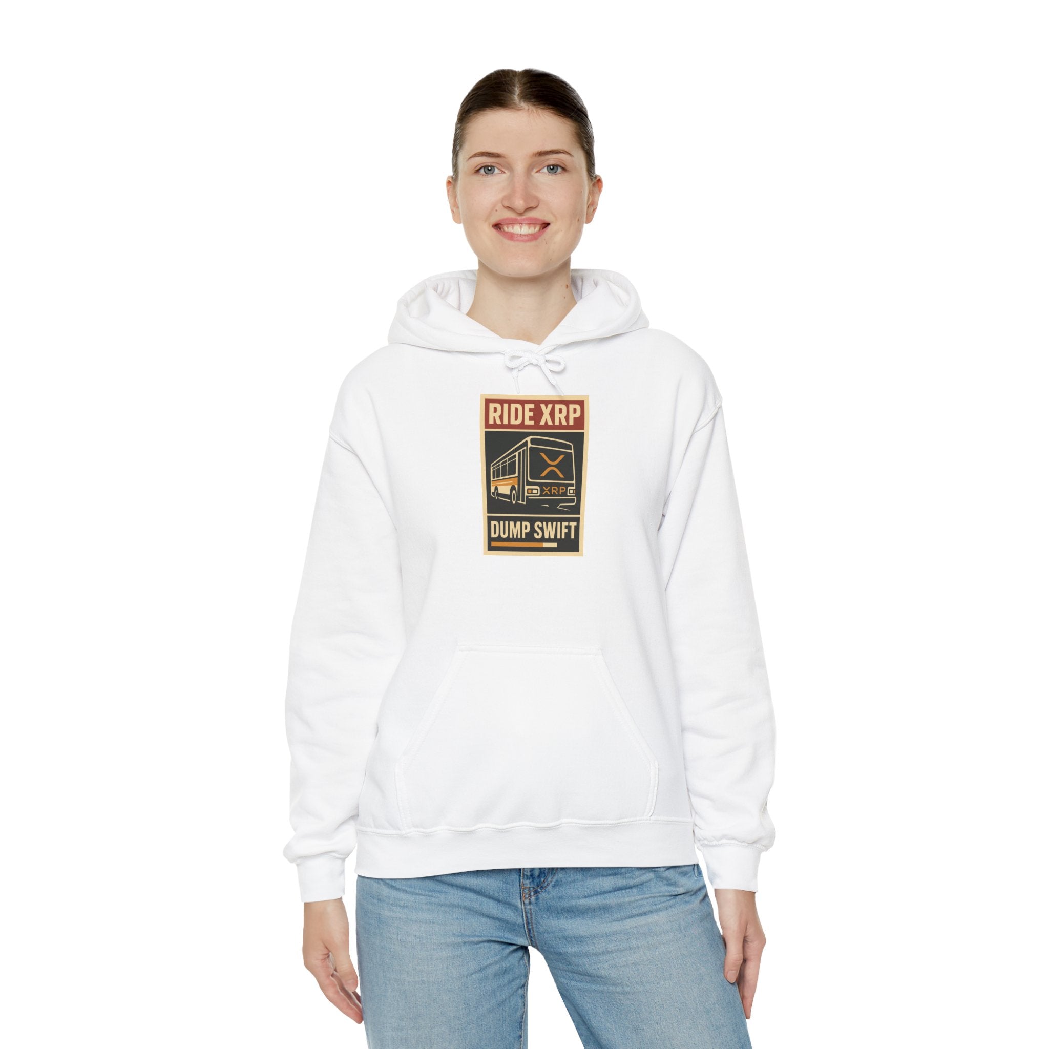 XRP Crypto Hoodie — "Ride XRP, Dump Swift" Retro Badge