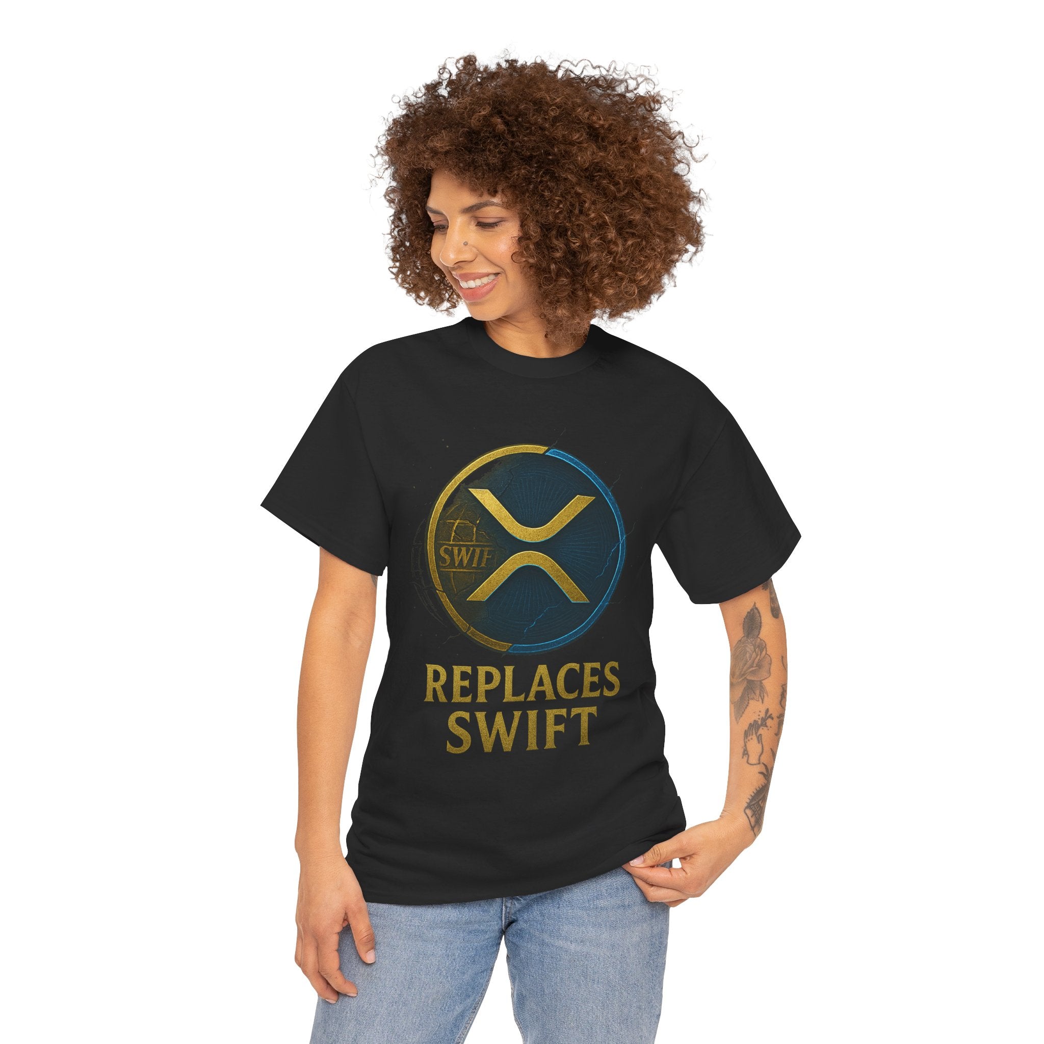 XRP 'Replaces Swift' Cotton Tee — Crypto Ripple Logo T-Shirt