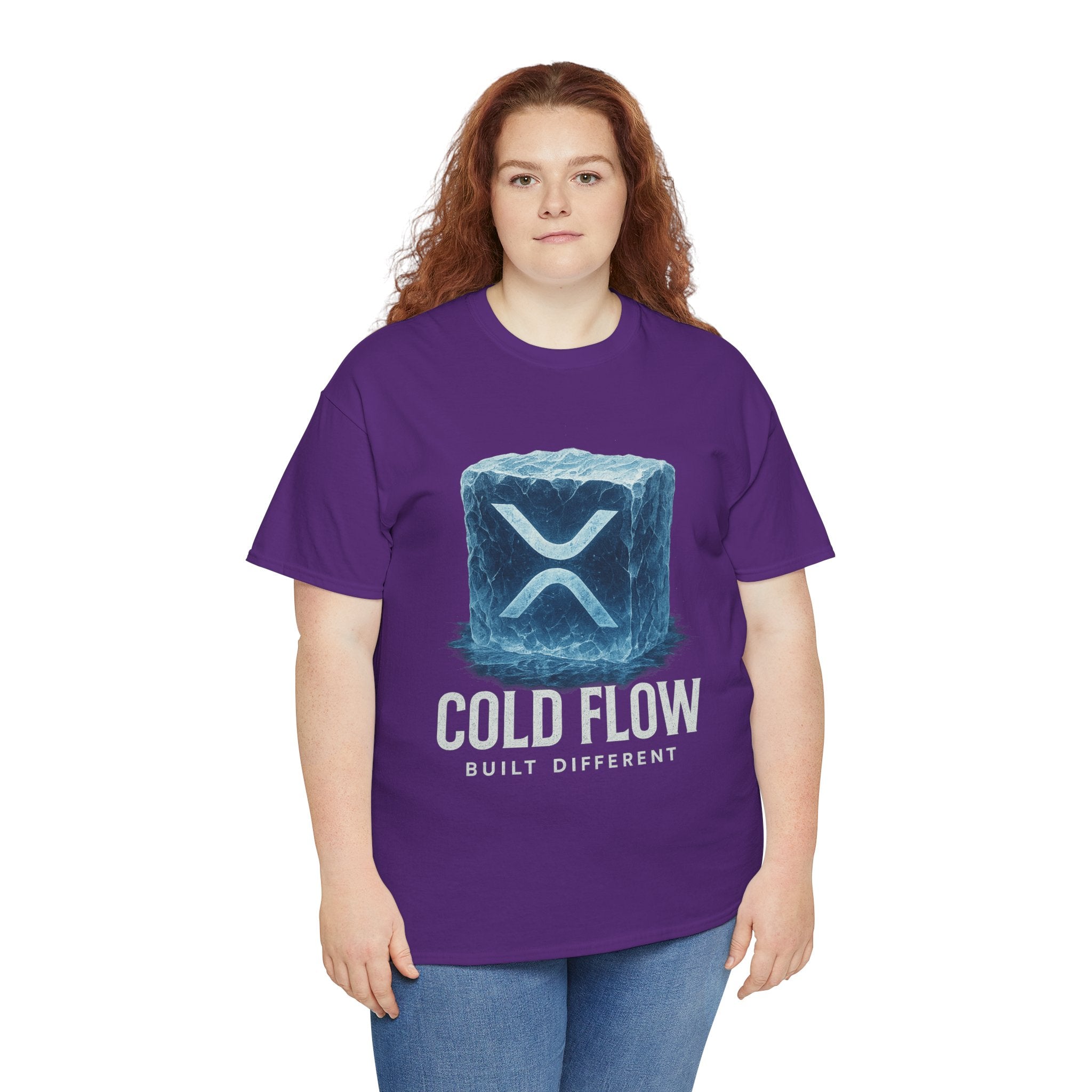 Cold Flow Ripple Logo T‑Shirt — 'Cold Flow: Built Different' Ice Cube Design