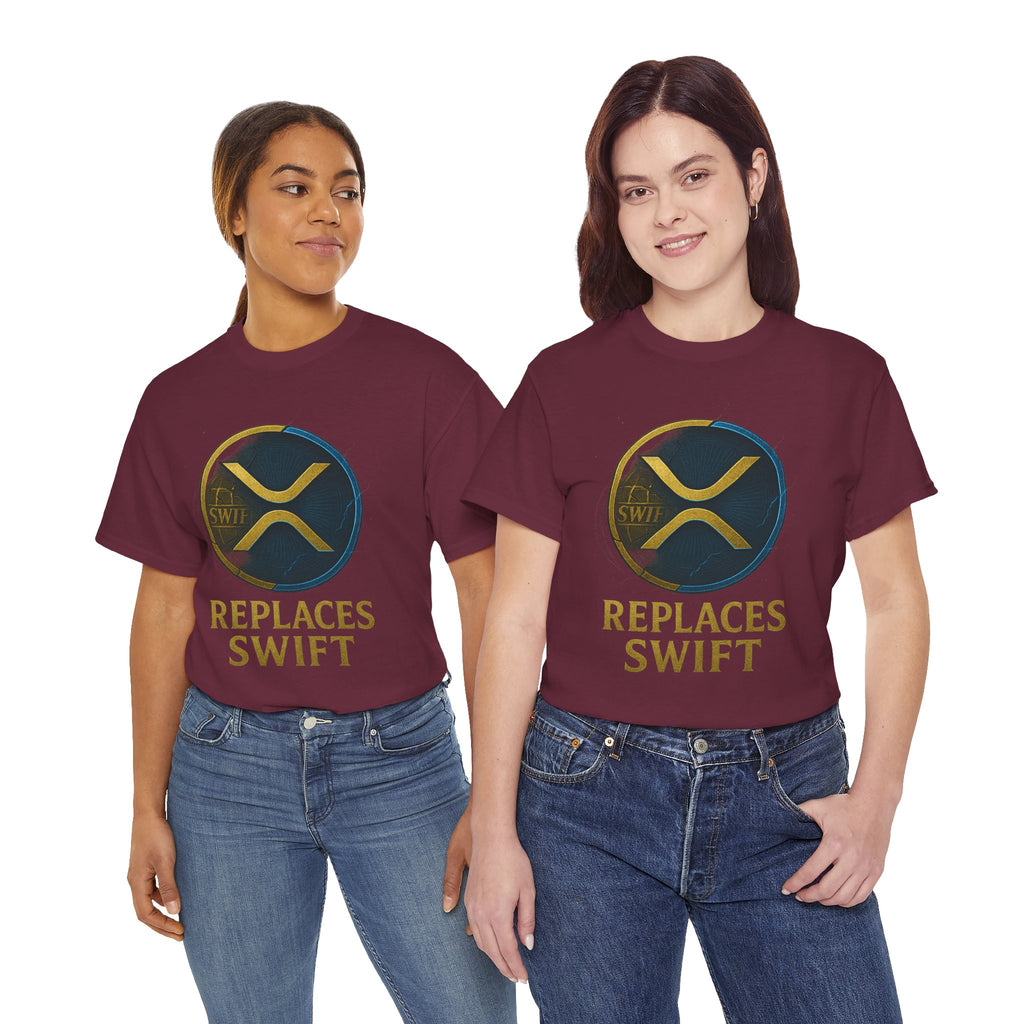 XRP 'Replaces Swift' Cotton Tee — Crypto Ripple Logo T-Shirt