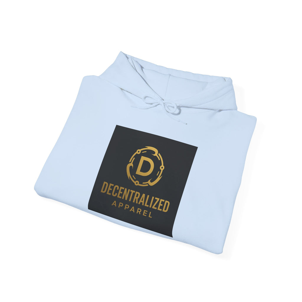 Decentralized Apparel Logo Hoodie – Gold Emblem Streetwear Sweatshirt