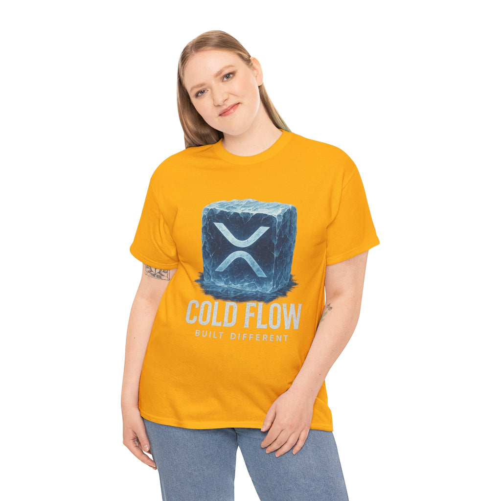Cold Flow Ripple Logo T‑Shirt — 'Cold Flow: Built Different' Ice Cube Design