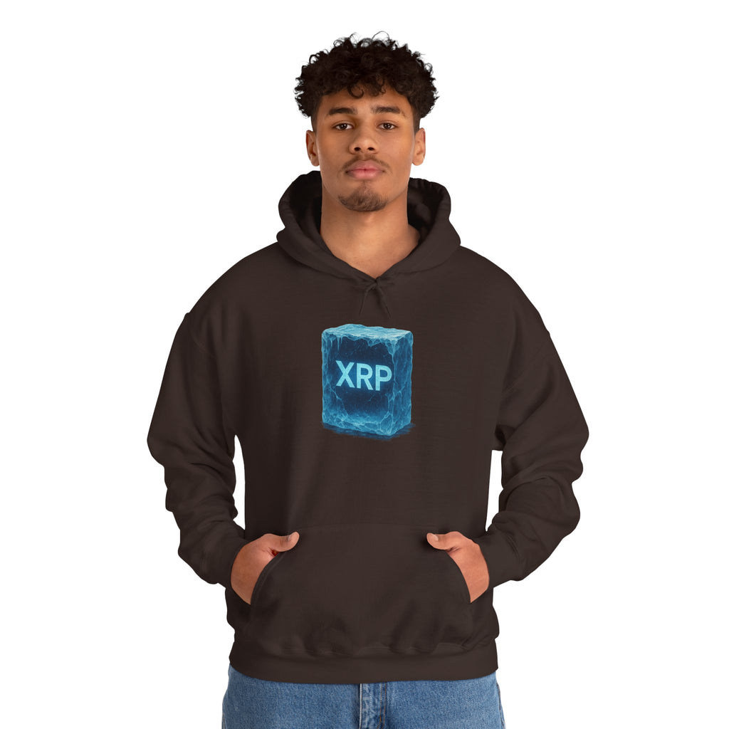 XRP Frozen Cube Hoodie — Crypto Ice Block Sweater for XRP Fans