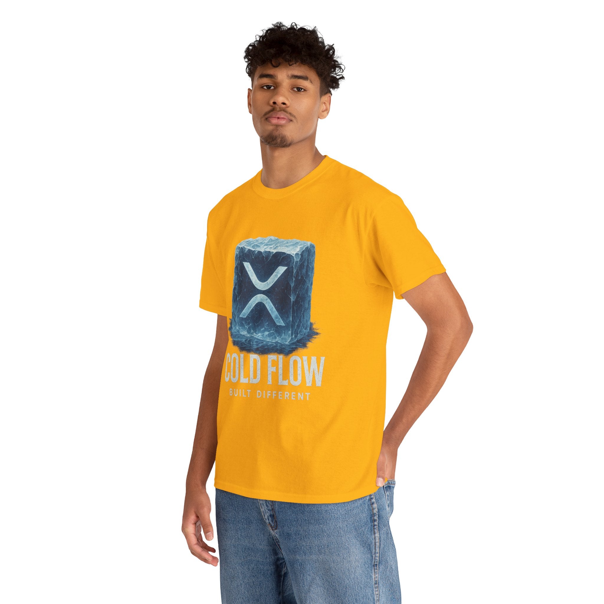 Cold Flow Ripple Logo T‑Shirt — 'Cold Flow: Built Different' Ice Cube Design