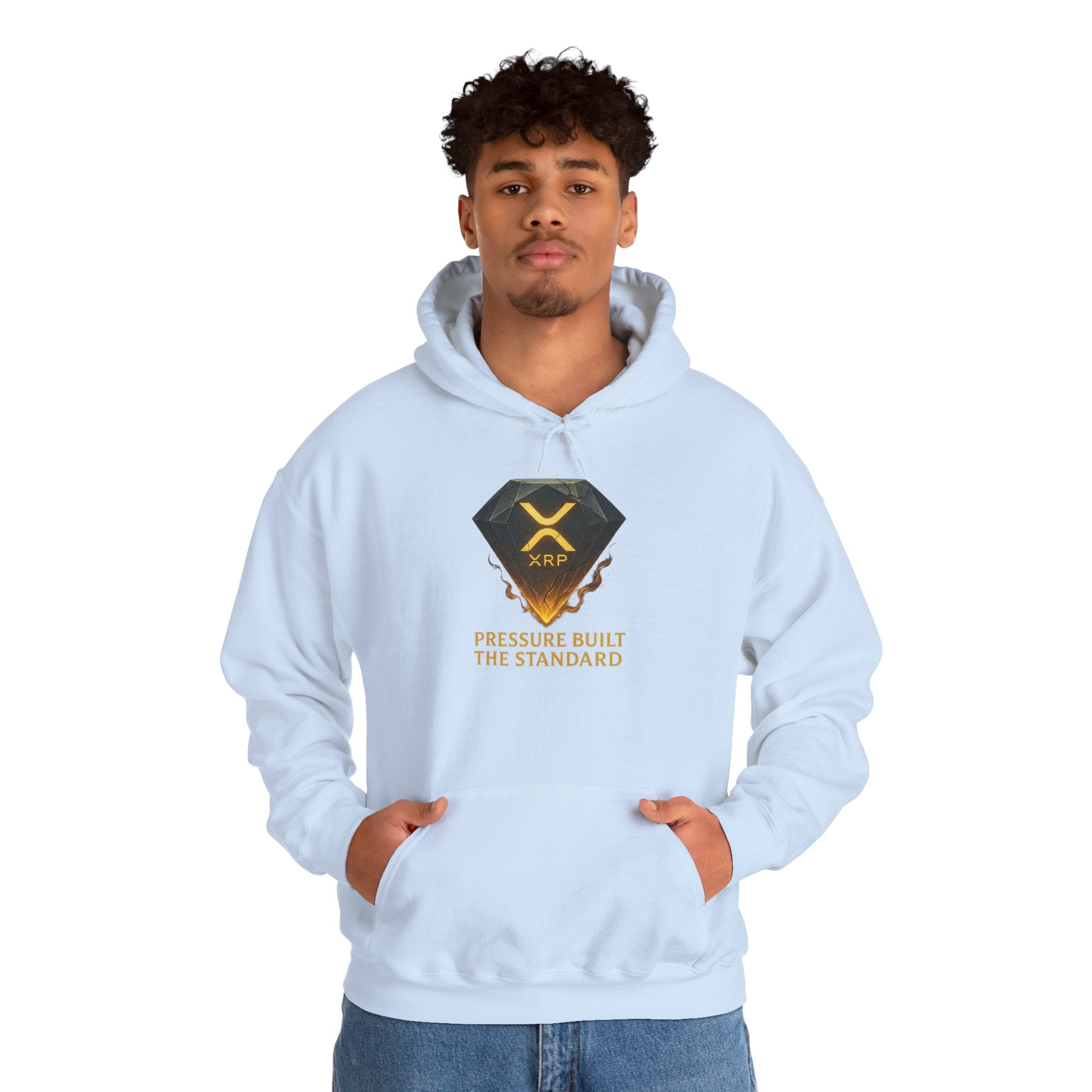 XRP Crypto Hoodie — "Pressure Built The Standard" Logo Pullover