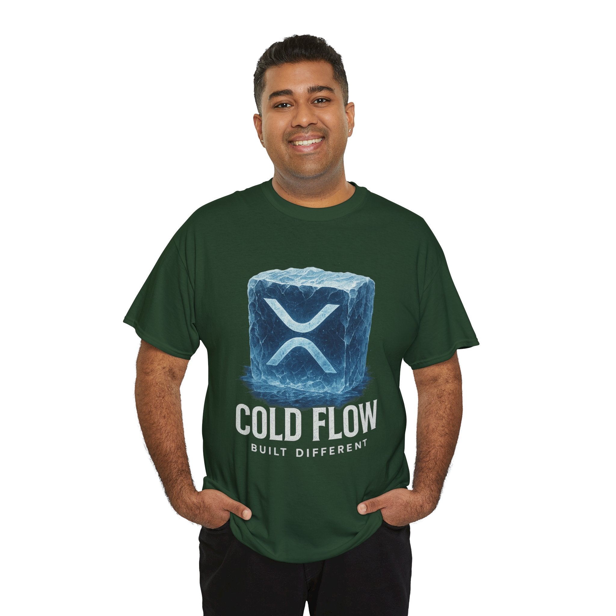 Cold Flow Ripple Logo T‑Shirt — 'Cold Flow: Built Different' Ice Cube Design