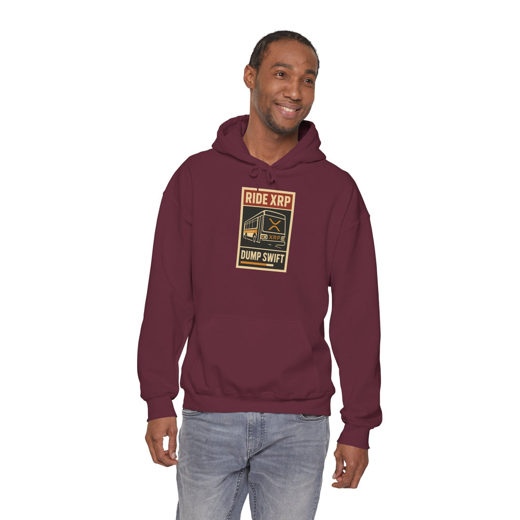 XRP Crypto Hoodie — "Ride XRP, Dump Swift" Retro Badge