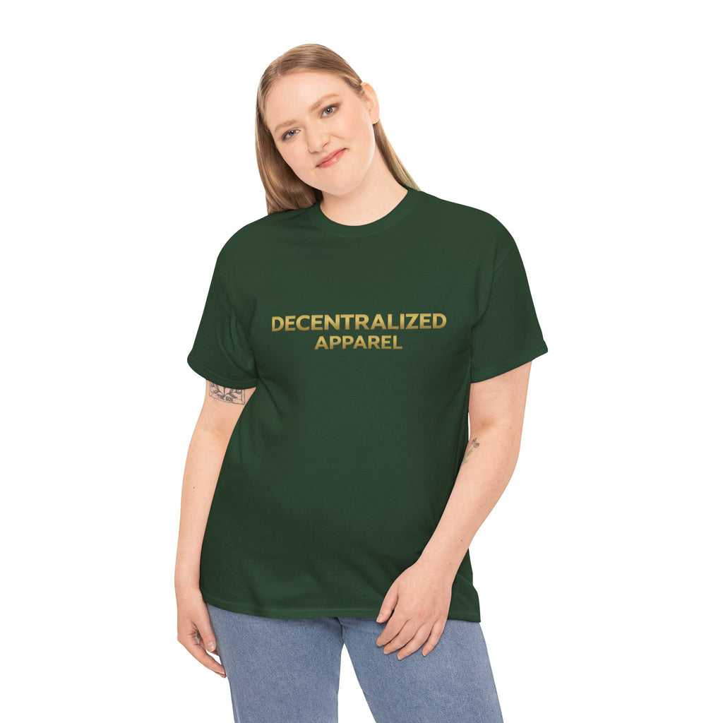 Decentralized Apparel T‑Shirt — Minimal Gold Logo Tee