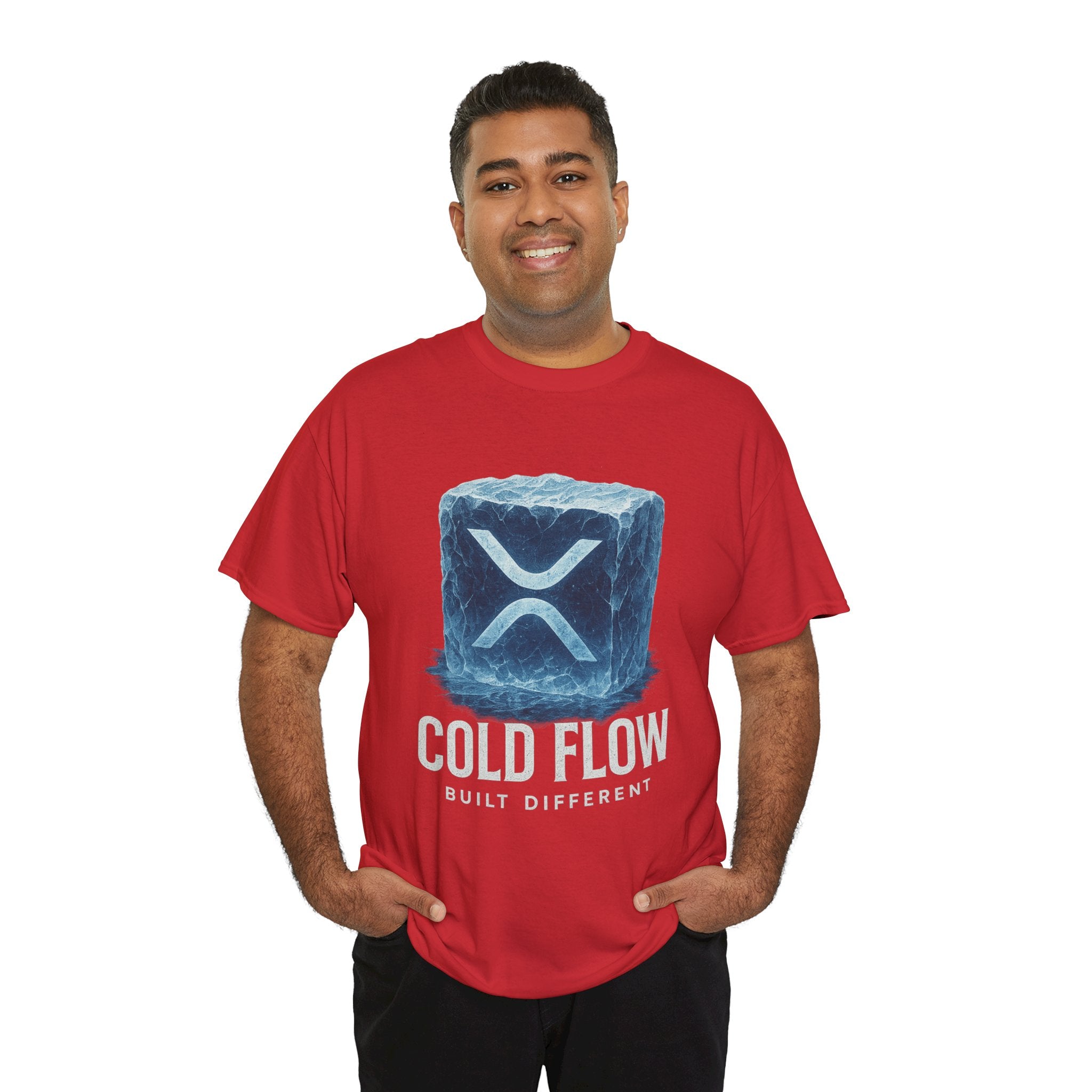 Cold Flow Ripple Logo T‑Shirt — 'Cold Flow: Built Different' Ice Cube Design