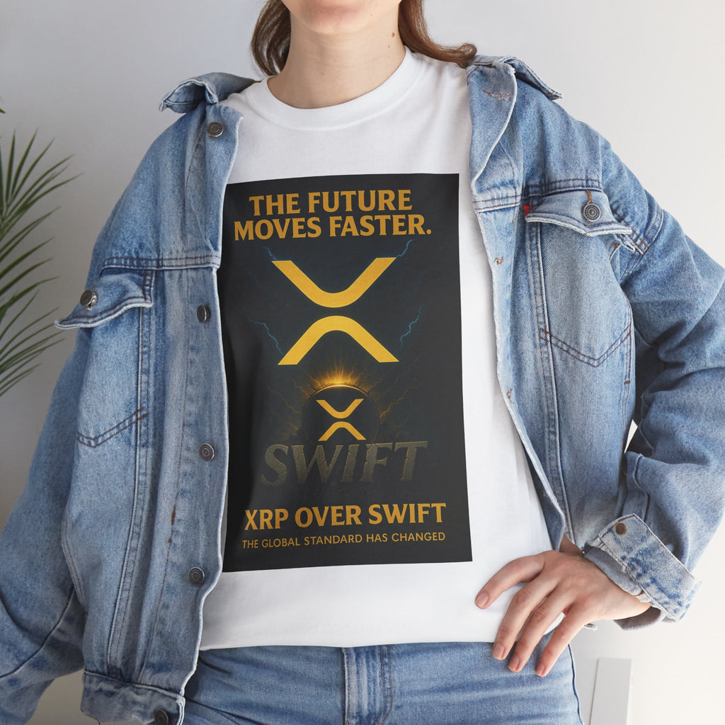 XRP Swift Crypto T-Shirt — “The Future Moves Faster” XRP Over Swift Tee