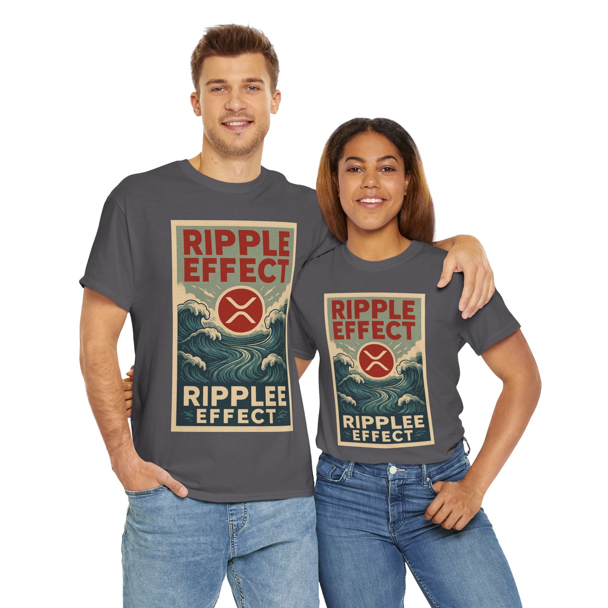 Ripple Effect Tee — Vintage Wave XRP Crypto Graphic T-Shirt