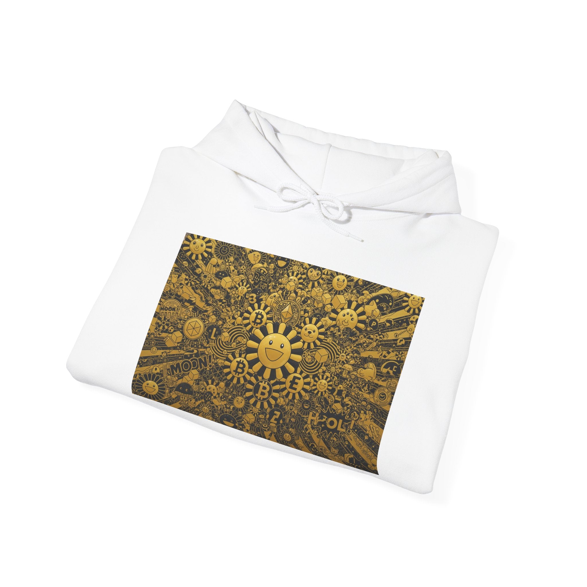 Solar Mandala Hoodie — Golden Sunburst Graphic Pullover