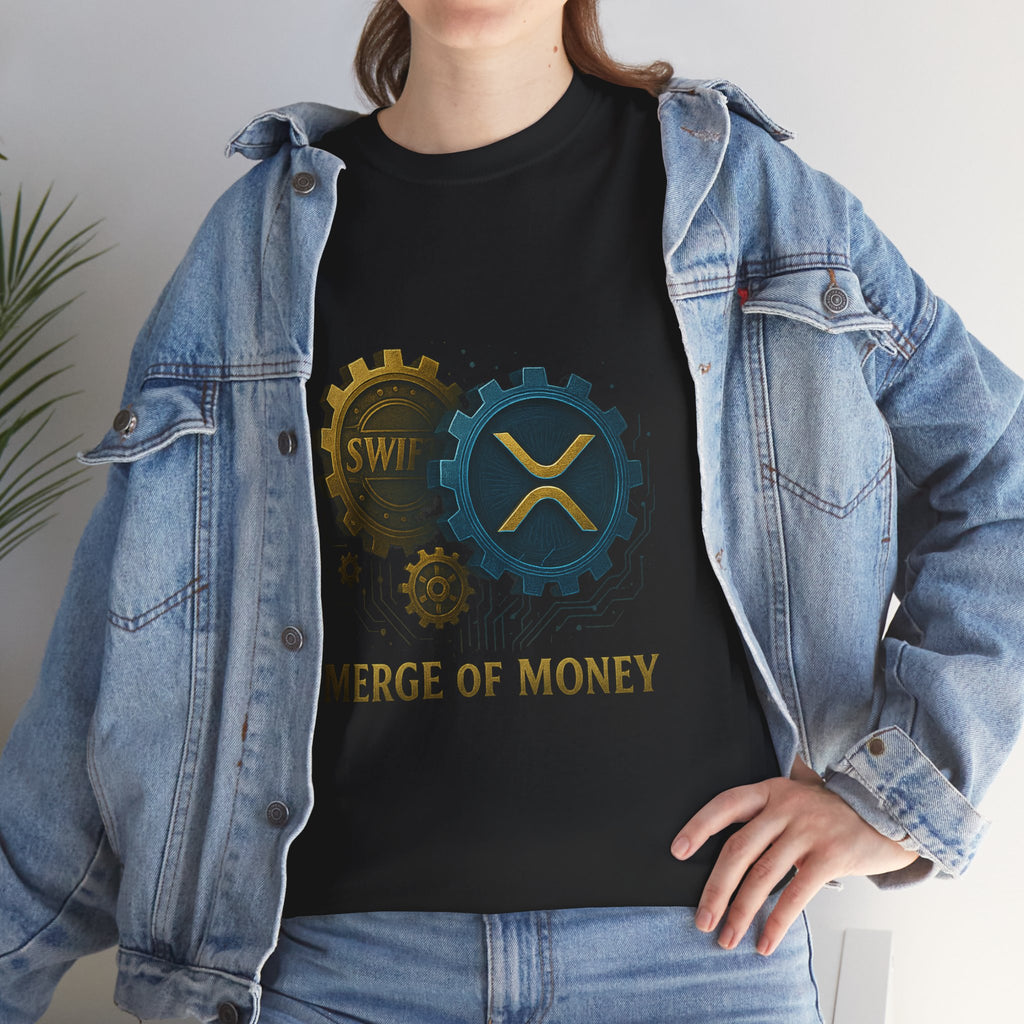 Merge of Money Tee - Cryptocurrency Gears XRP & SWI Crypto T-Shirt