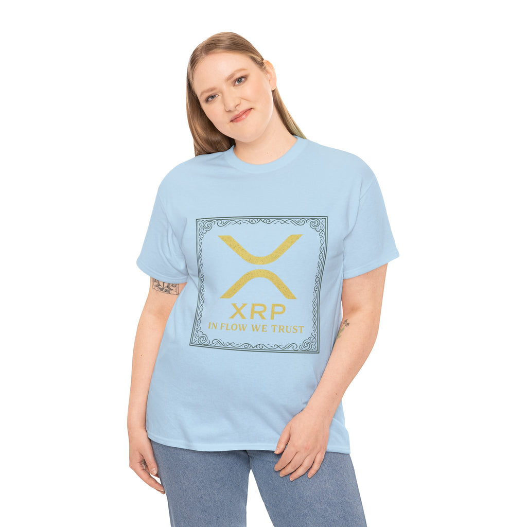XRP Logo T-Shirt — "In Flow We Trust" Crypto Tee for Ripple Fans