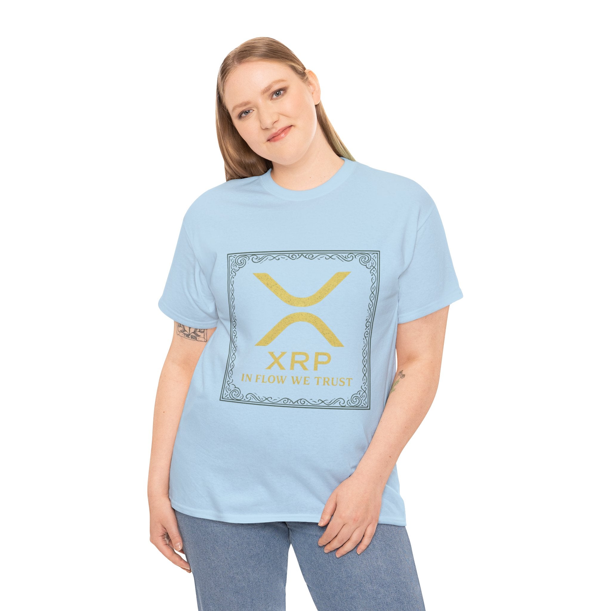 XRP Logo T-Shirt — "In Flow We Trust" Crypto Tee for Ripple Fans