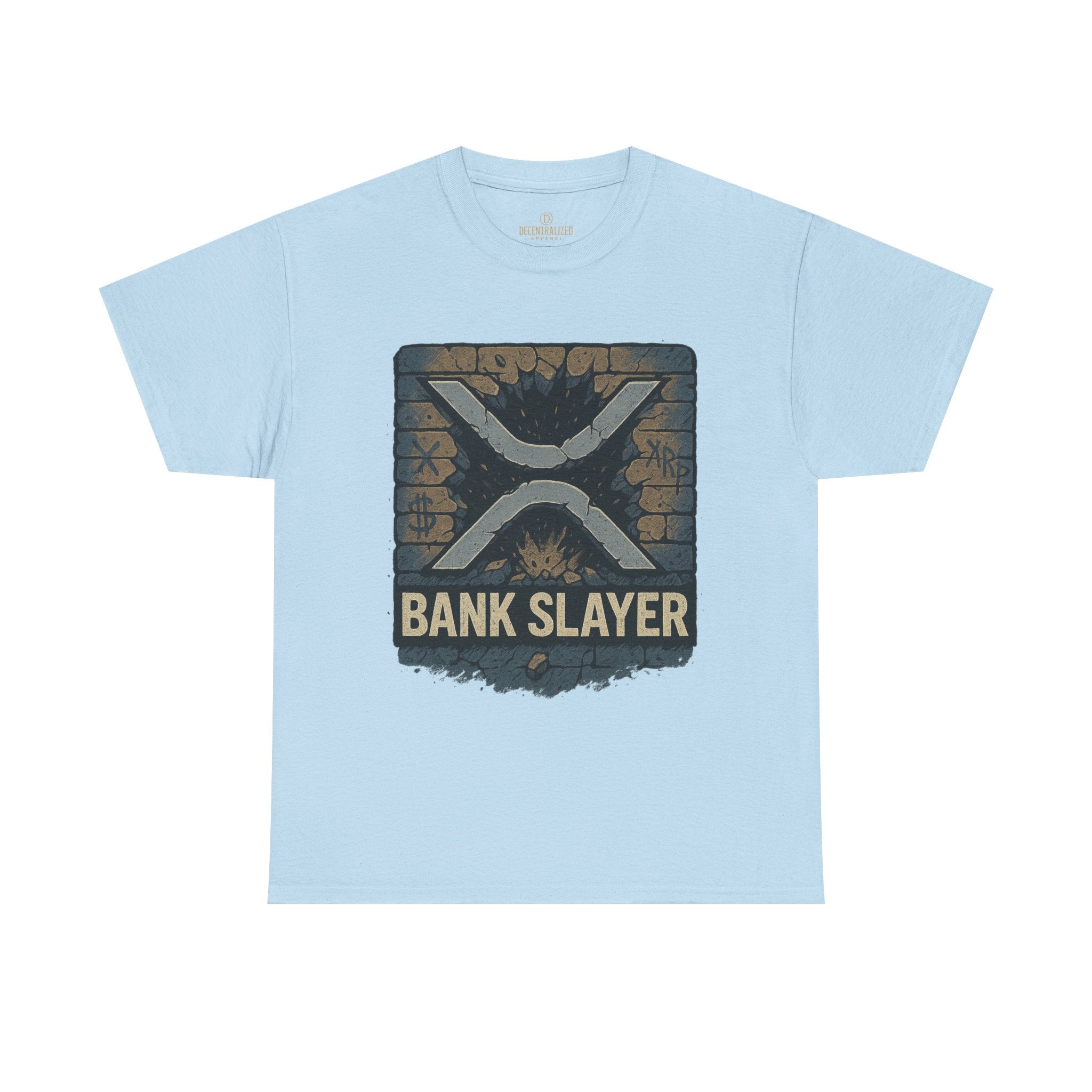 Bank Slayer T‑Shirt — Retro Grunge Crypto XRP Design