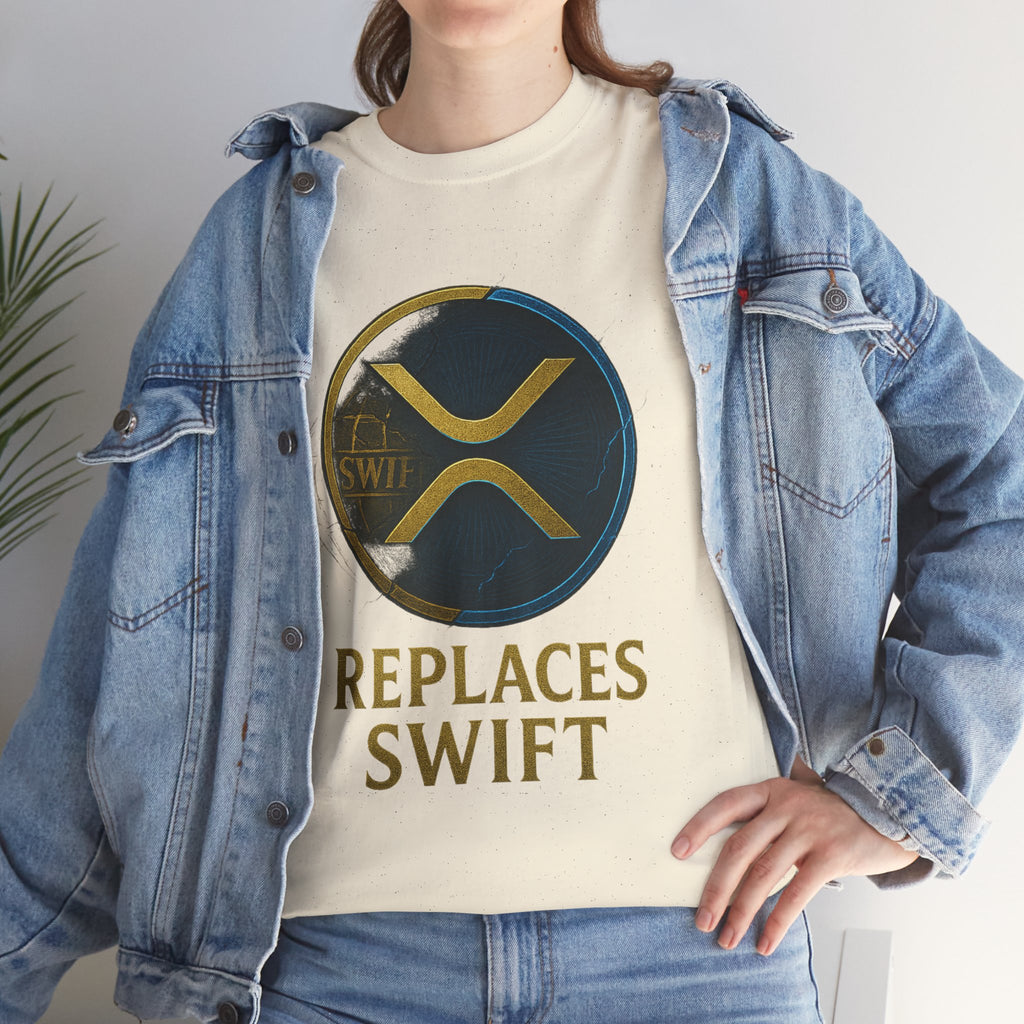 XRP 'Replaces Swift' Cotton Tee — Crypto Ripple Logo T-Shirt