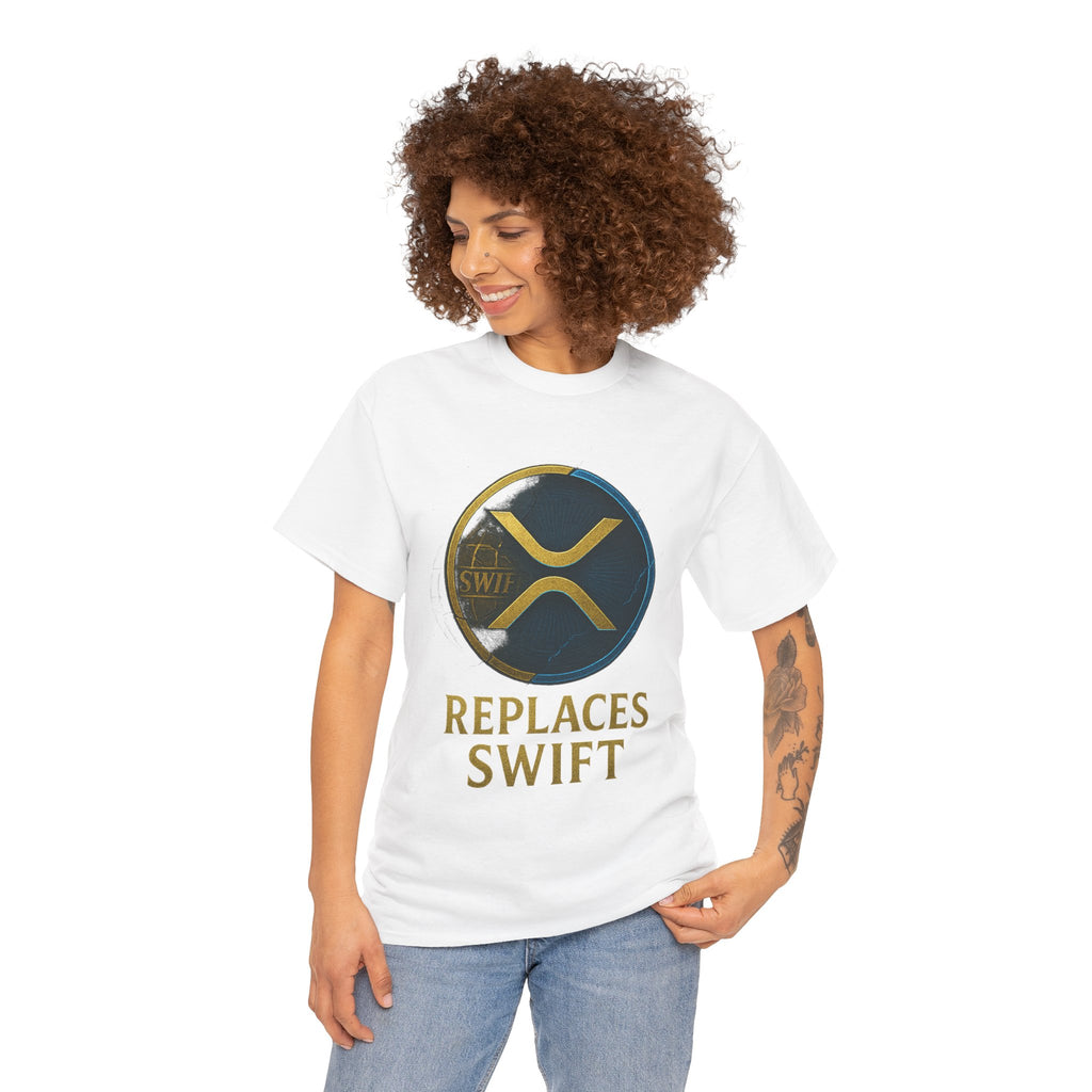 XRP 'Replaces Swift' Cotton Tee — Crypto Ripple Logo T-Shirt