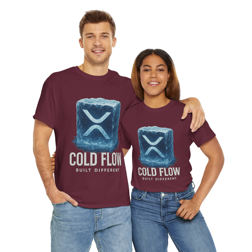 Cold Flow Ripple Logo T‑Shirt — 'Cold Flow: Built Different' Ice Cube Design