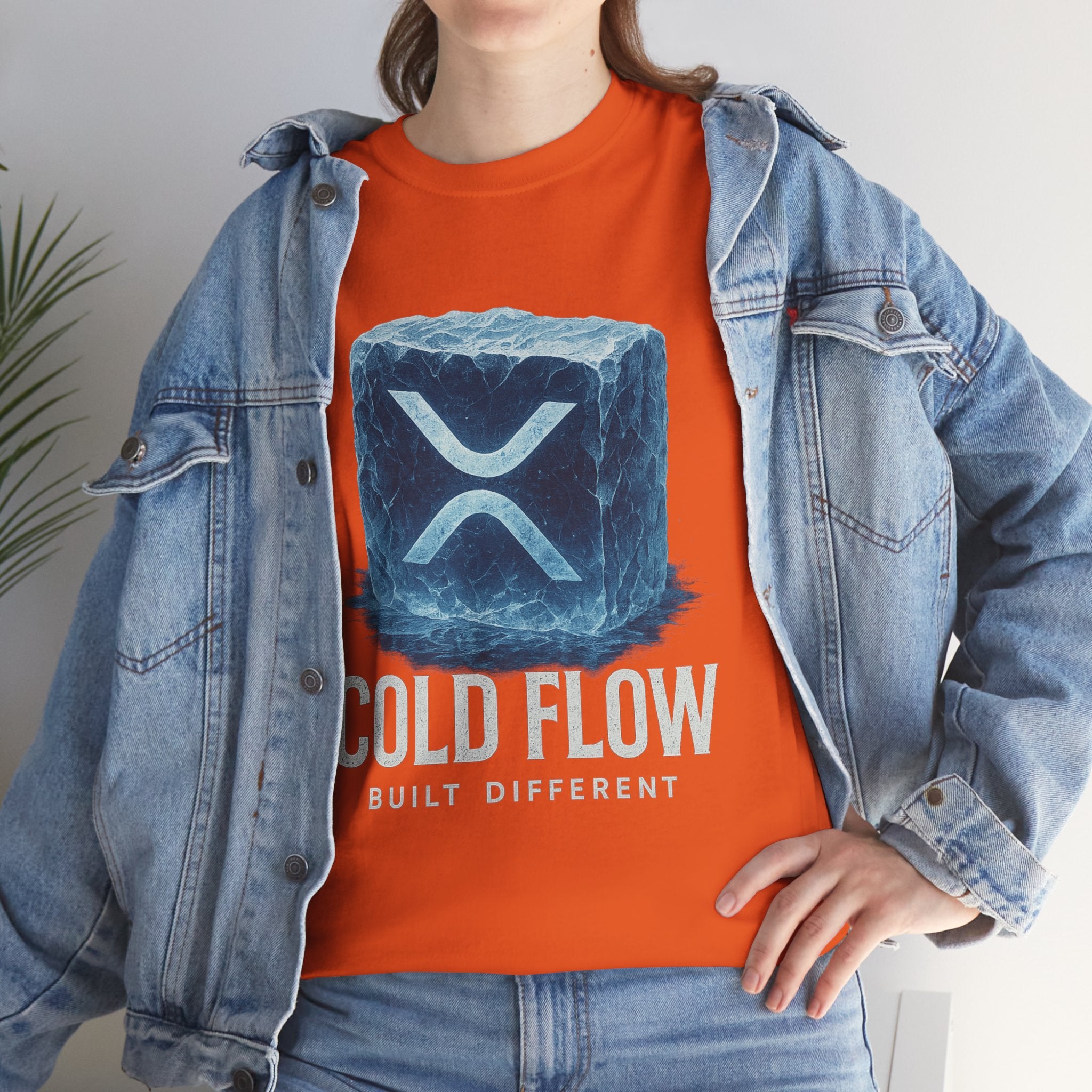 Cold Flow Ripple Logo T‑Shirt — 'Cold Flow: Built Different' Ice Cube Design