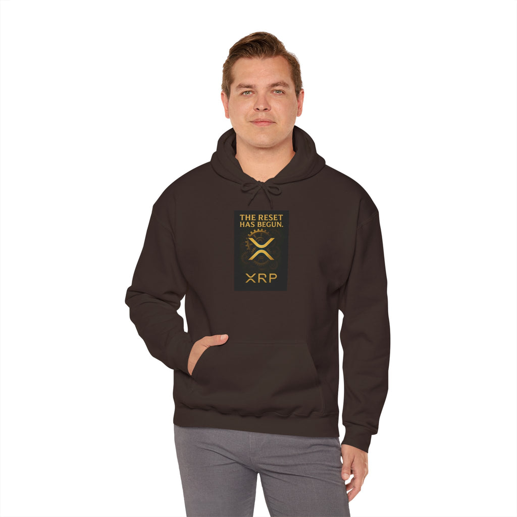 XRP Hoodie — "The Reset Has Begun" Crypto Logo Pullover