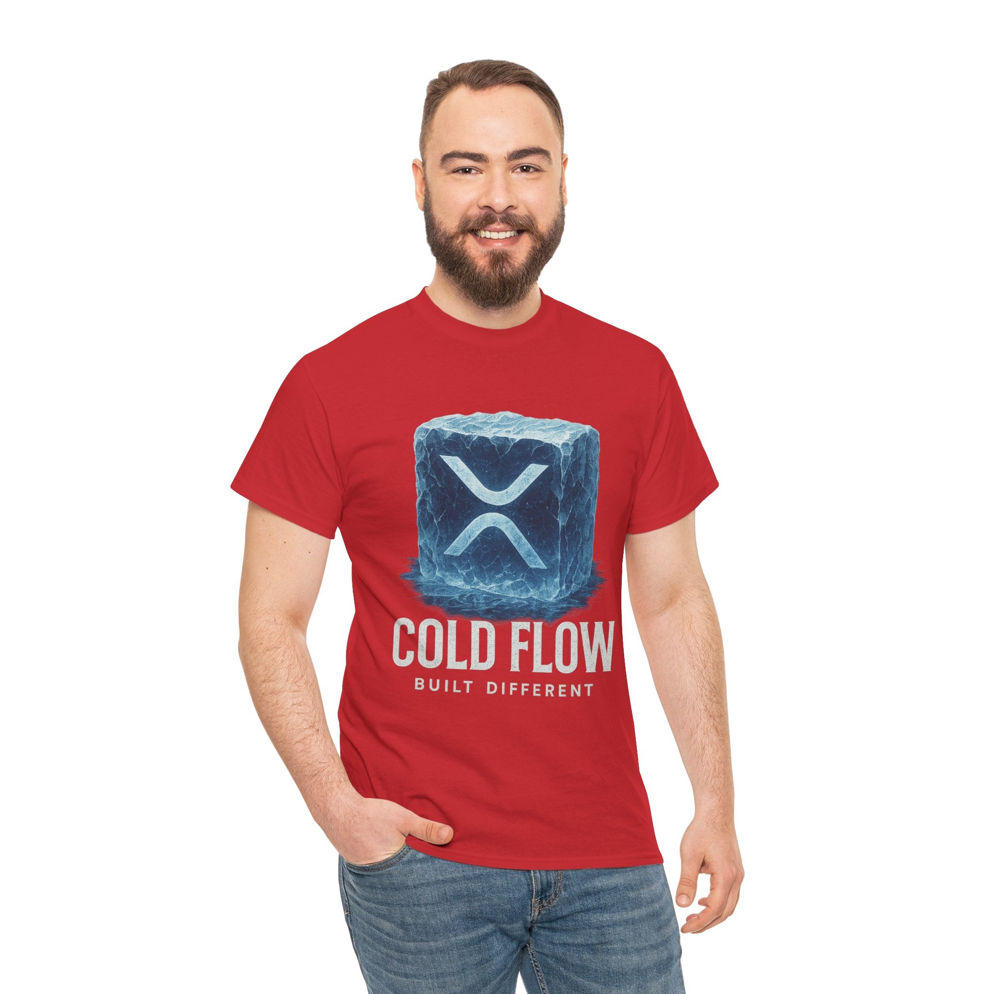 Cold Flow Ripple Logo T‑Shirt — 'Cold Flow: Built Different' Ice Cube Design