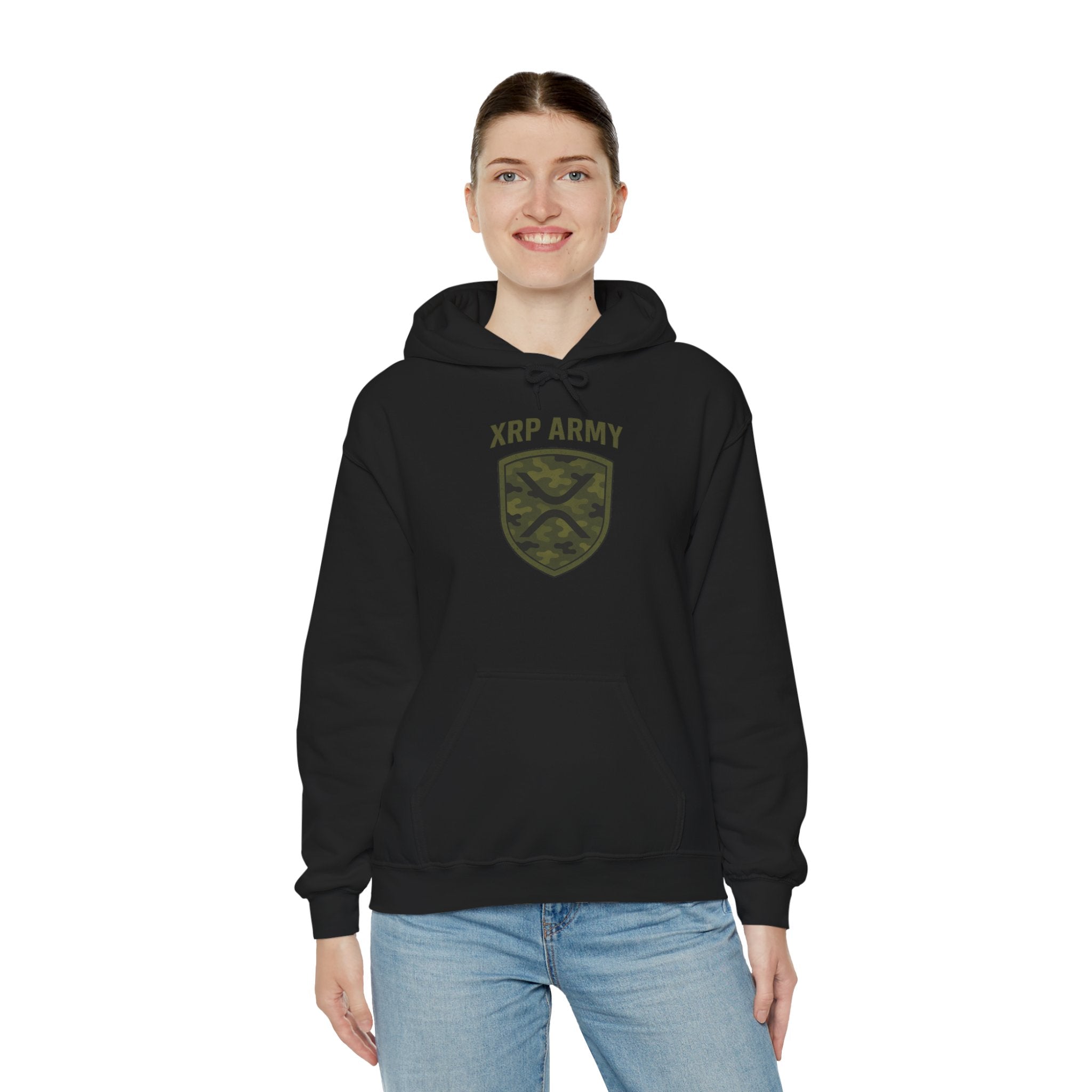 XRP Army Hoodie – Crypto Shield Camouflage Sweatshirt