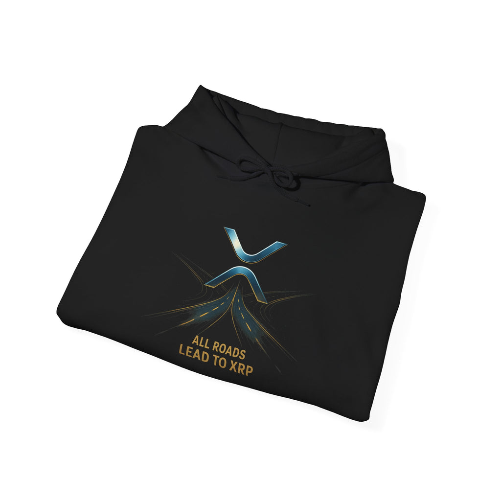 XRP Logo Hoodie — "All Roads Lead to XRP" Minimal Crypto Hoodie