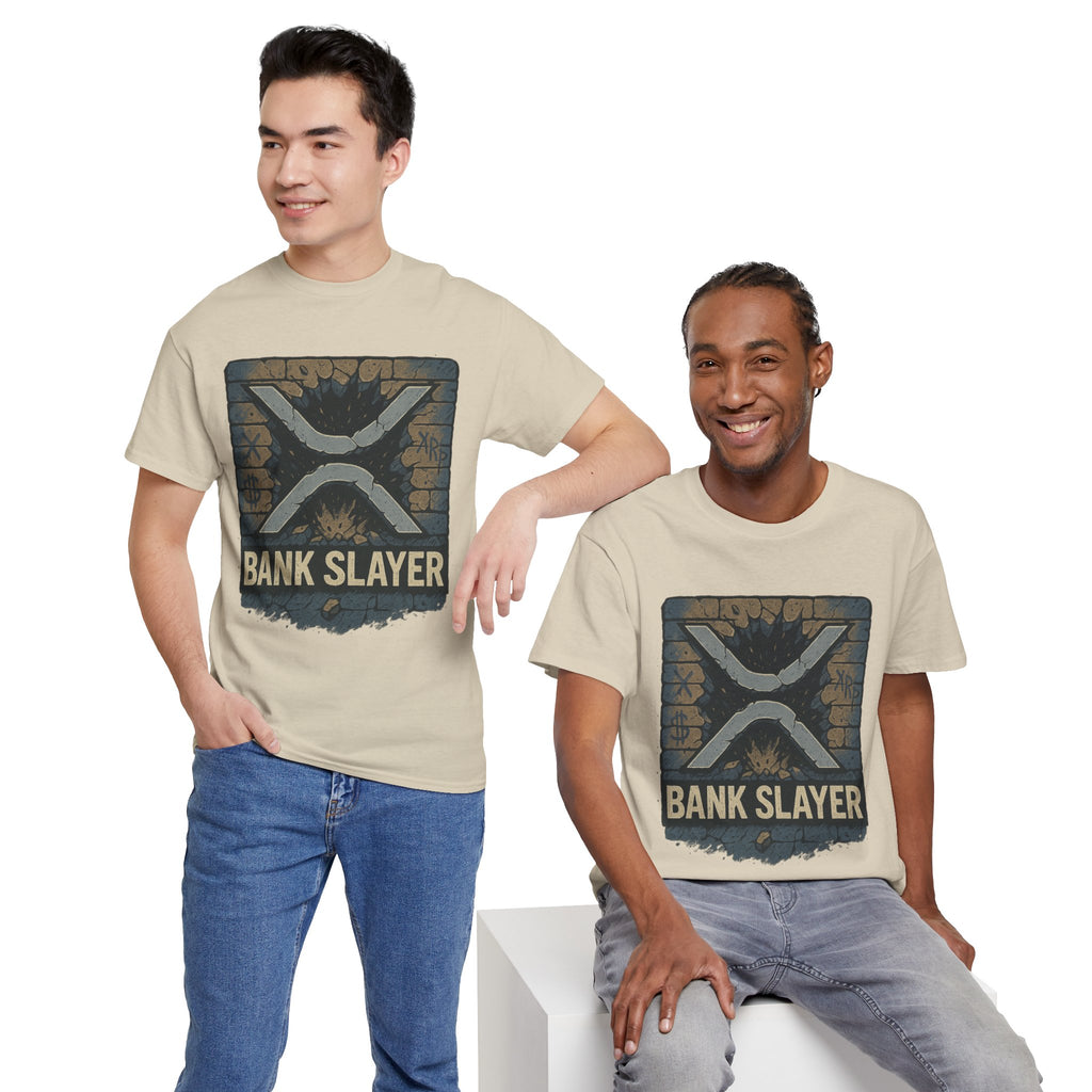 Bank Slayer T‑Shirt — Retro Grunge Crypto XRP Design