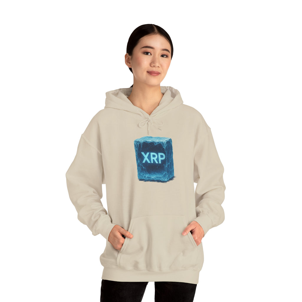 XRP Frozen Cube Hoodie — Crypto Ice Block Sweater for XRP Fans