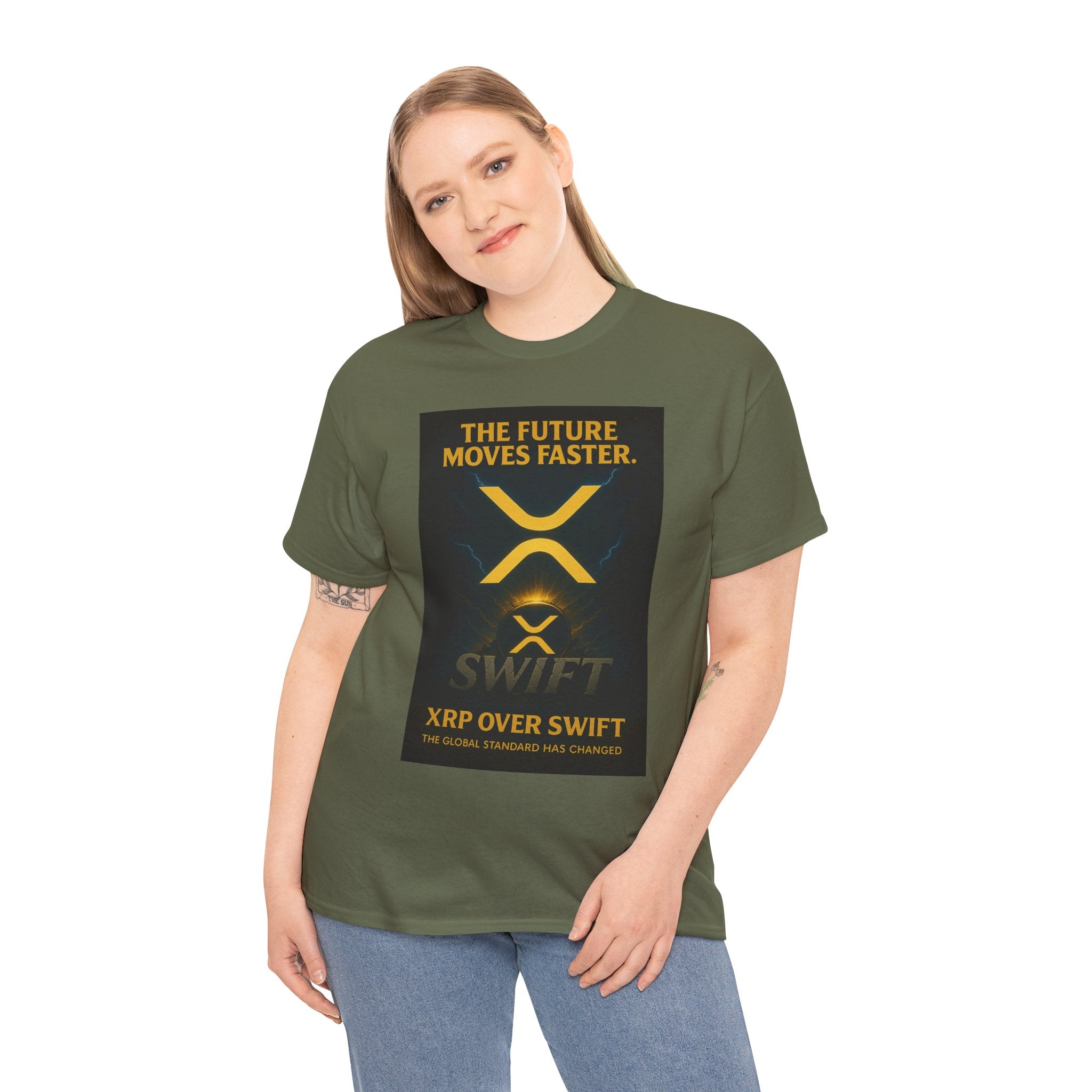 XRP Swift Crypto T-Shirt — “The Future Moves Faster” XRP Over Swift Tee