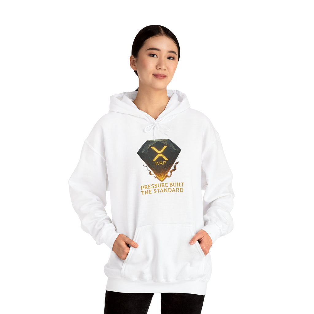 XRP Crypto Hoodie — "Pressure Built The Standard" Logo Pullover